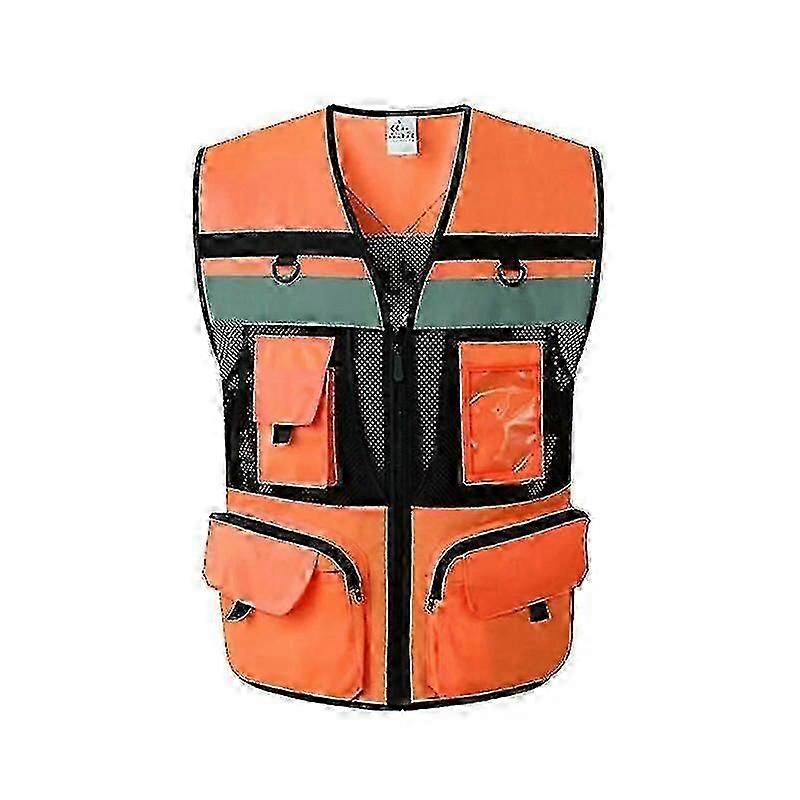 9 Cepler Motosiklet Turuncu Yaz Hasır Yelek Yansıtıcı Güvenlik Yelek Araba Için Yüksek Görünürlük Gece Uyarı Güvenlik Ceket