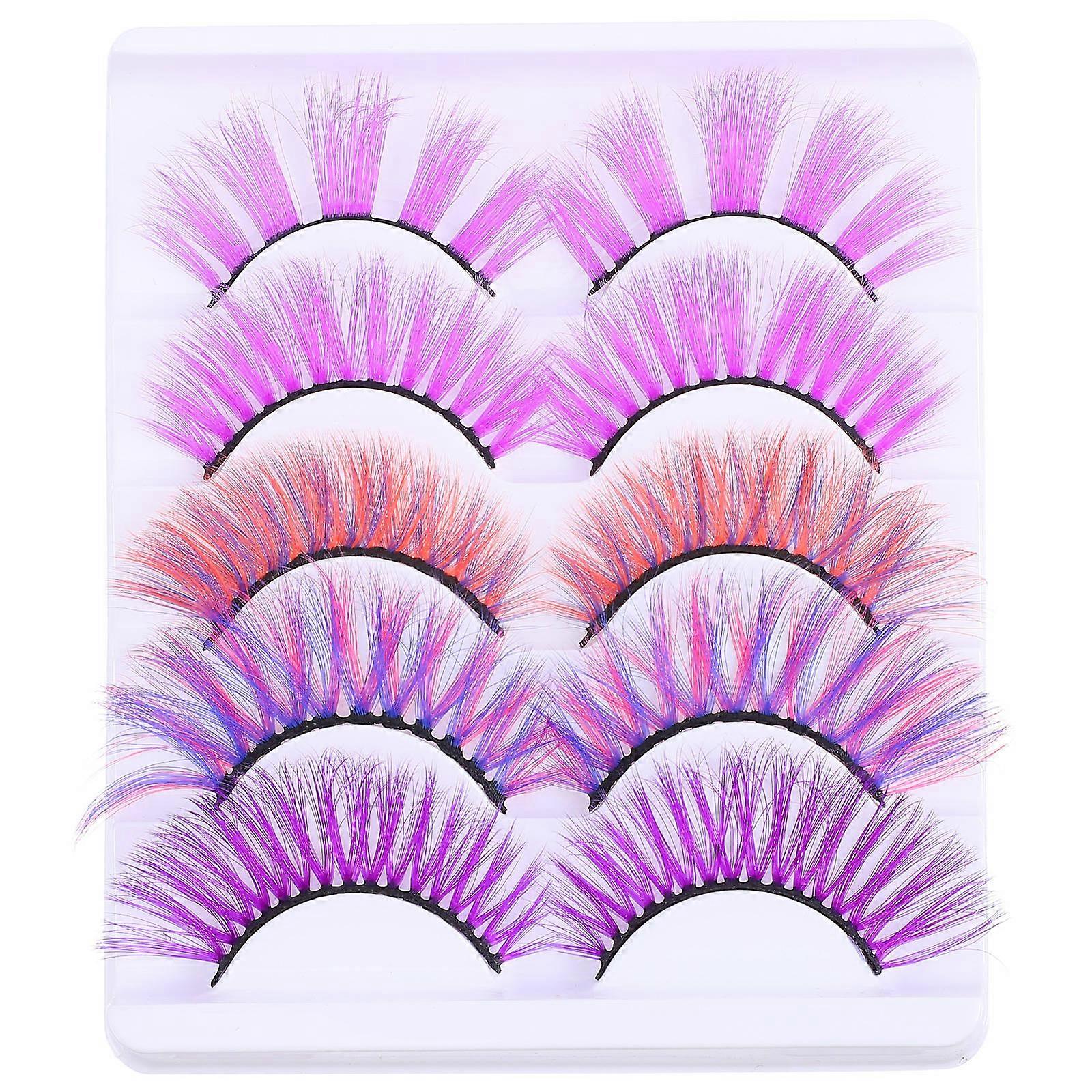 3D Assorted Color Eyelashes Faux Long Dramatic False Eyelashes 10Pcs