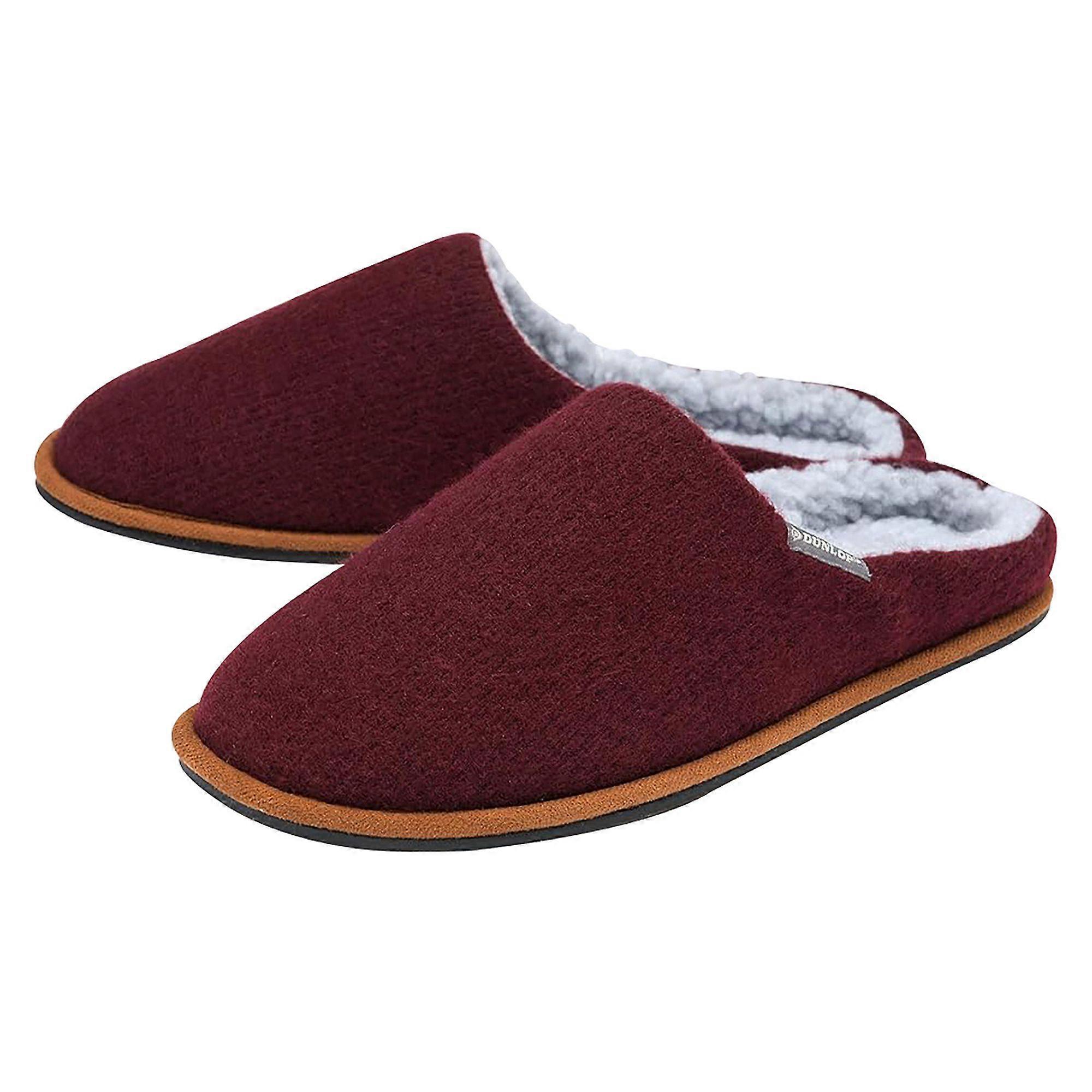 Dunlop - Mens Plush Lined Mule Slippers With Memory Foam