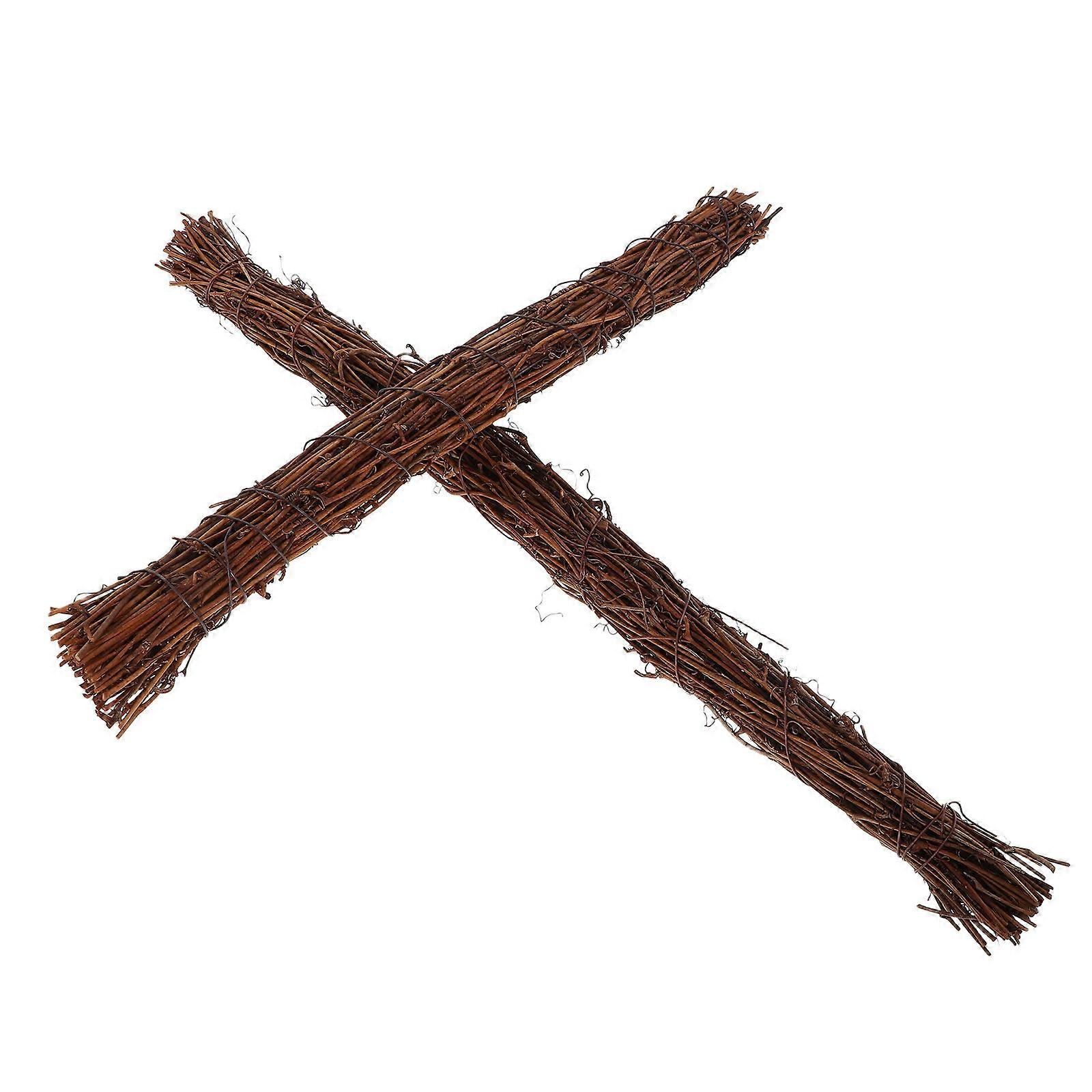 Easter Decoration Brown Rattan Cross for Easter Decor 2Pcs Wreaths