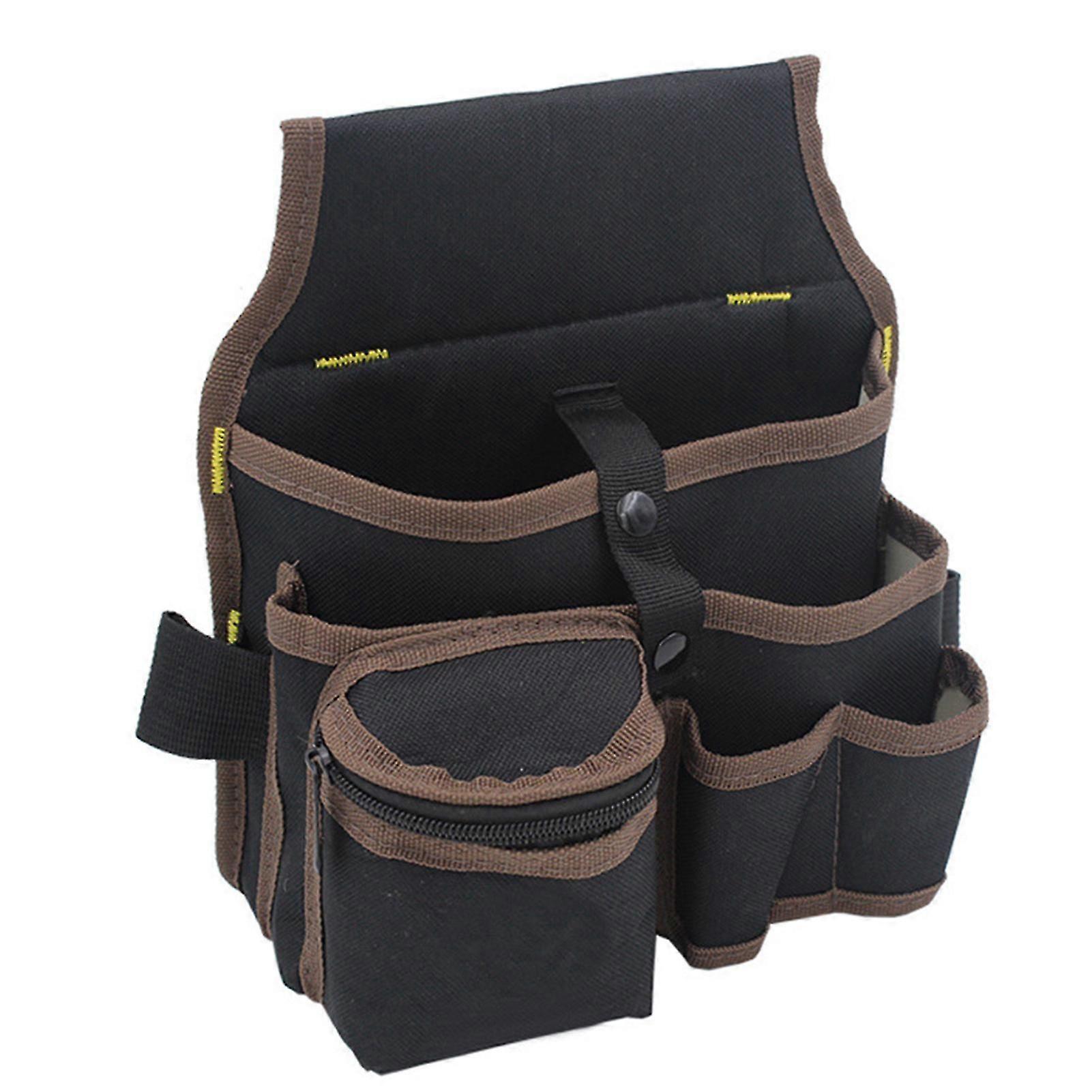 Oxford Cloth Tool Waist Bag Multifunctional Multi Pockets with Belt Tool Storage Organizer Black and Brown
