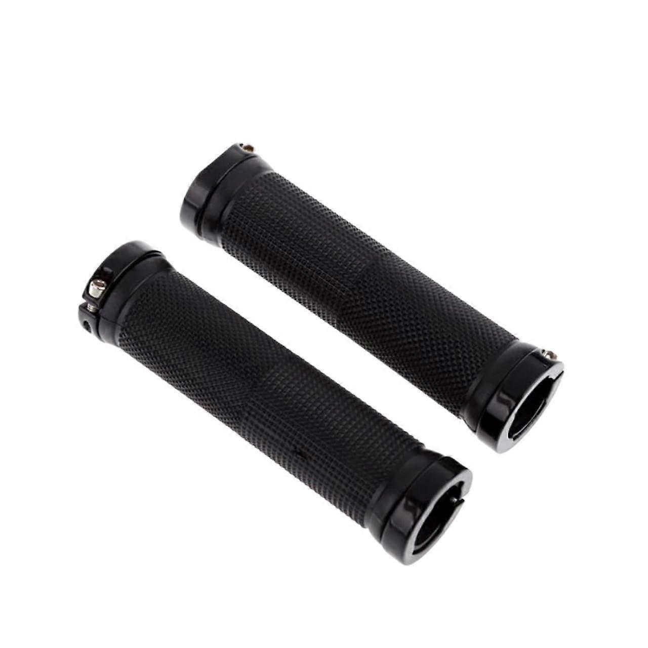 Bicycle Handlebar Grips Rubber AntiSkid Lock On For Road And Mountain Bikes Black 1 Pair