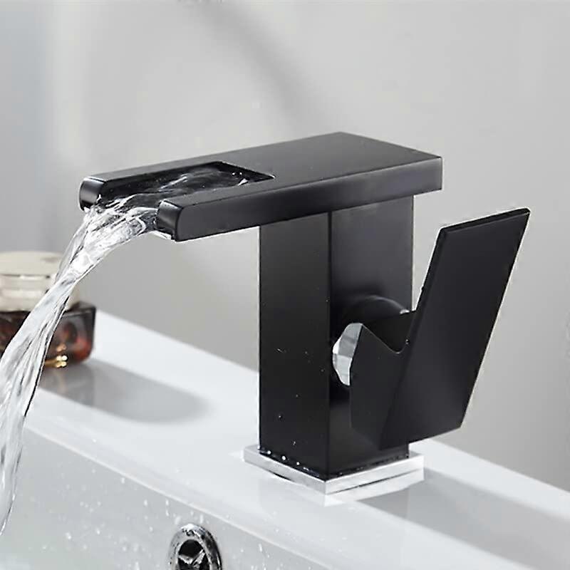 Bathroom Basin Faucet Waterfall Solid Brass LED Sink Faucet White SingleHandle Deck Mounted Color SLT096B