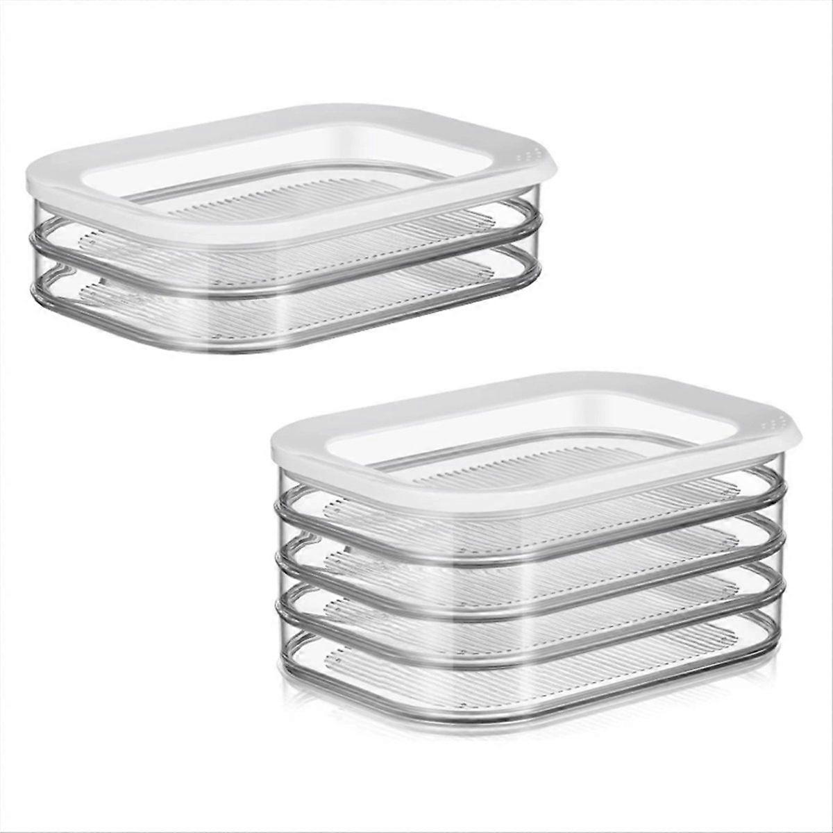 Meat Container for Fridge with Lid 4-Layer and 2-Layer Stackable Lunch Meat Container for Cold Cuts