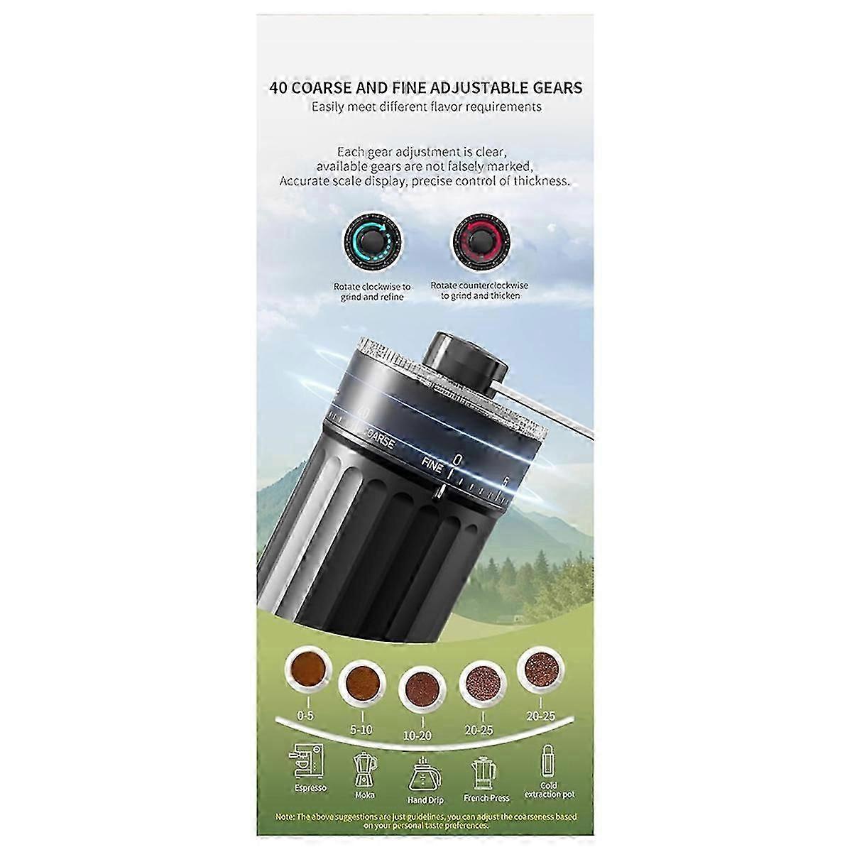 External Adjustable Manual Coffee Grinder with Contemporary Ceramic Cone Grinder 40 Level Adjustment