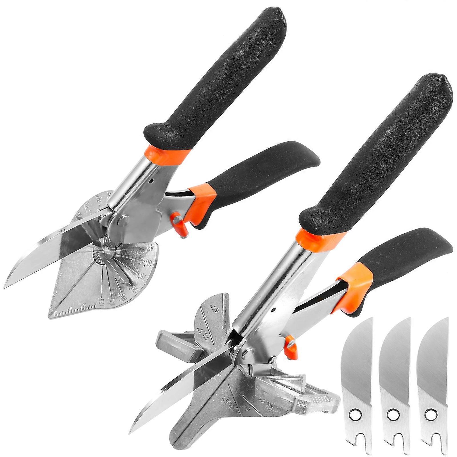 Wekvgz 2pcs Multi Angle Miter Shear Cutter 45-135° with 3 Blades, Non-slip Trim Cutter for Wood, PVC – compatible with quarter round molding