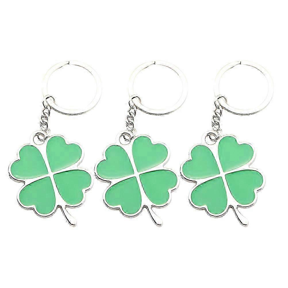 3pcs Clover-designed Keychain Fresh Key Pendant St. Patrick's Day Theme Hangings
