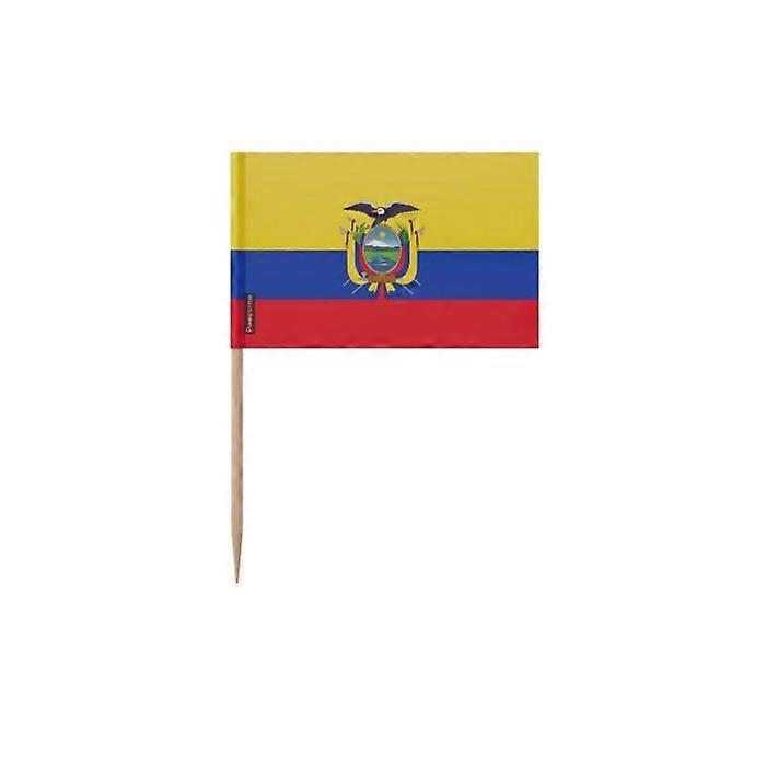 Toothpicks Ecuador Flag - 6.5 cm - 100 pieces - Adhesive plastic - Bamboo stick - Pixelforma
