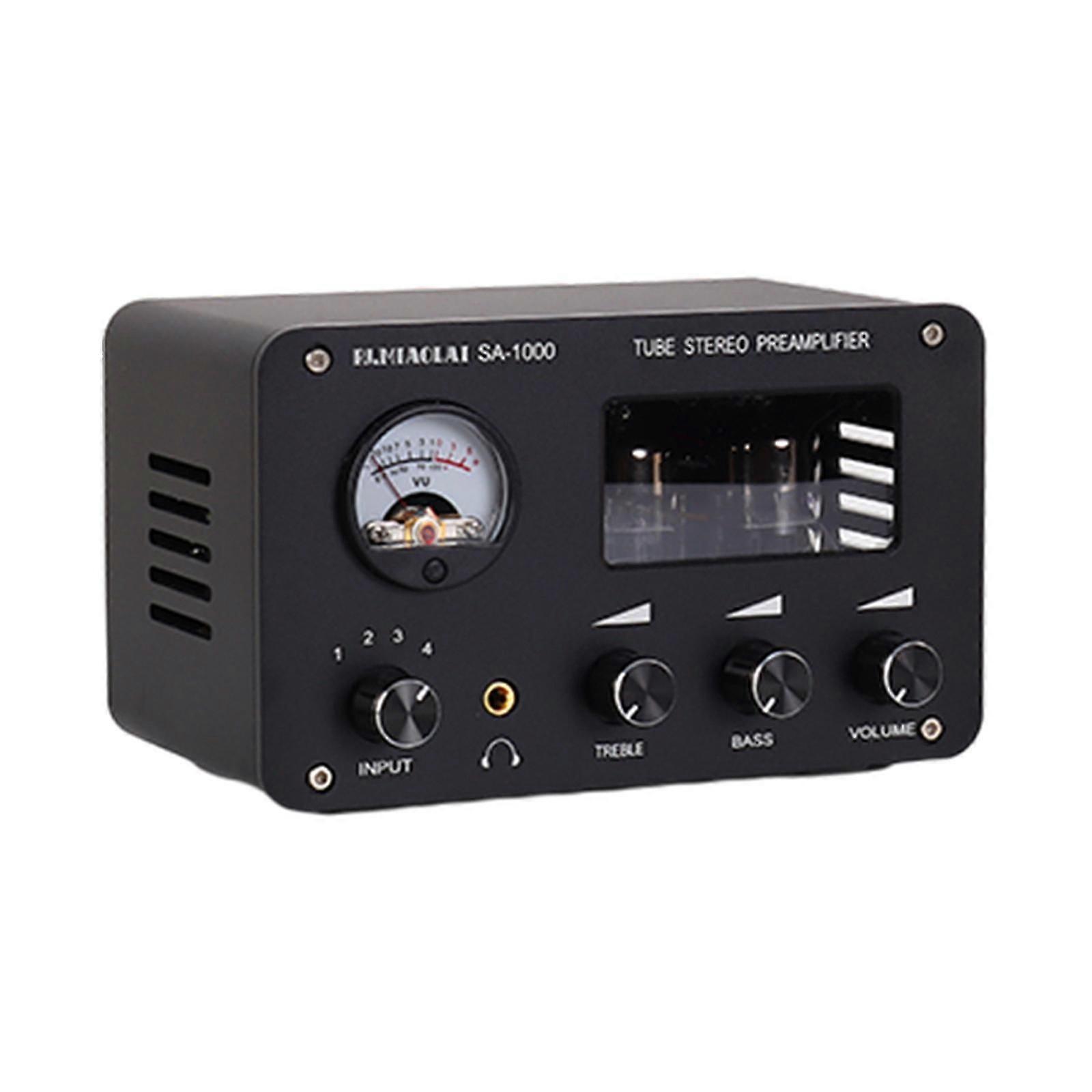 4-Way HiFi Tube Preamp Stereo Audio Switcher/Splitter Dual RCA and Headphone Outputs, Built-In Soviet 6H3N Tubes