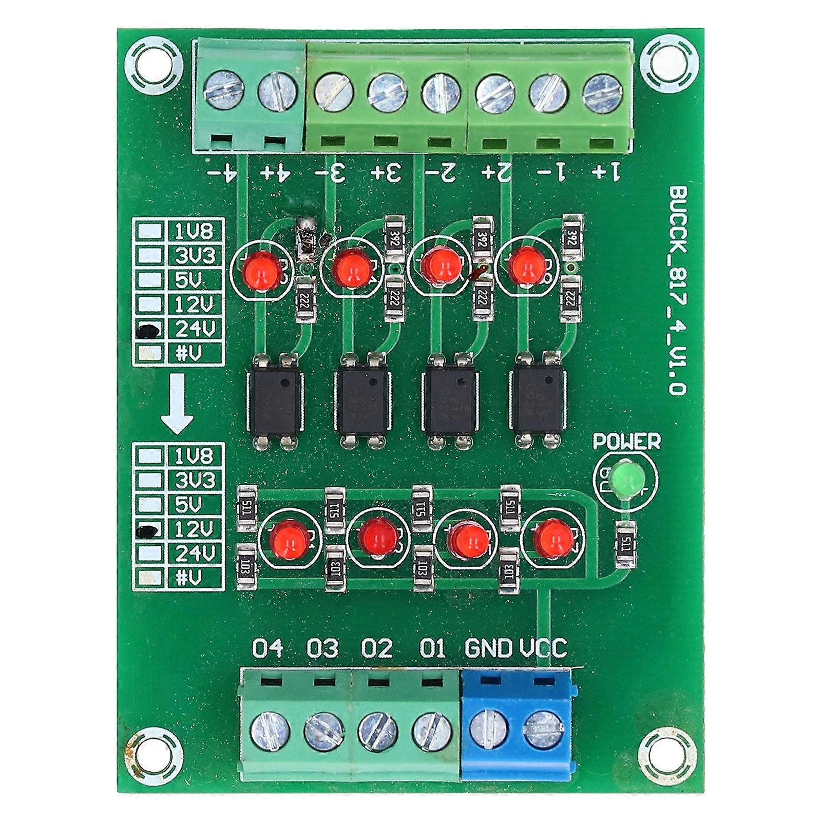 Optocoupler Isolation Board 24V to 5V PLC Level Voltage Converter Module 4 Channel