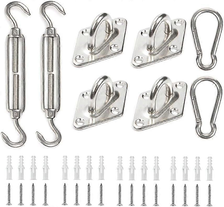M6 Awning Attachment Set, Heavy Duty Sun Shade Sail Stainless Steel Hardware Kit Compatible with Triangle, Square, Rectangle Shades (2 Turnbuckles)
