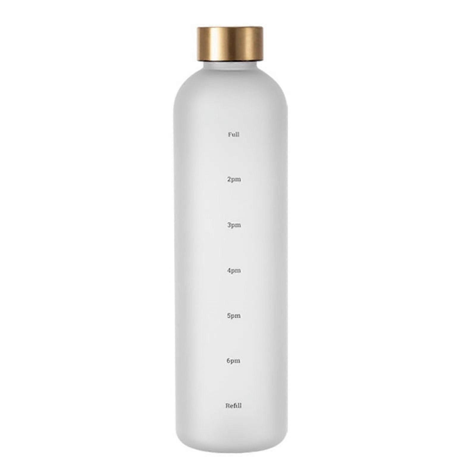 1L Water Bottle with Time 32 Motivational Reusable White