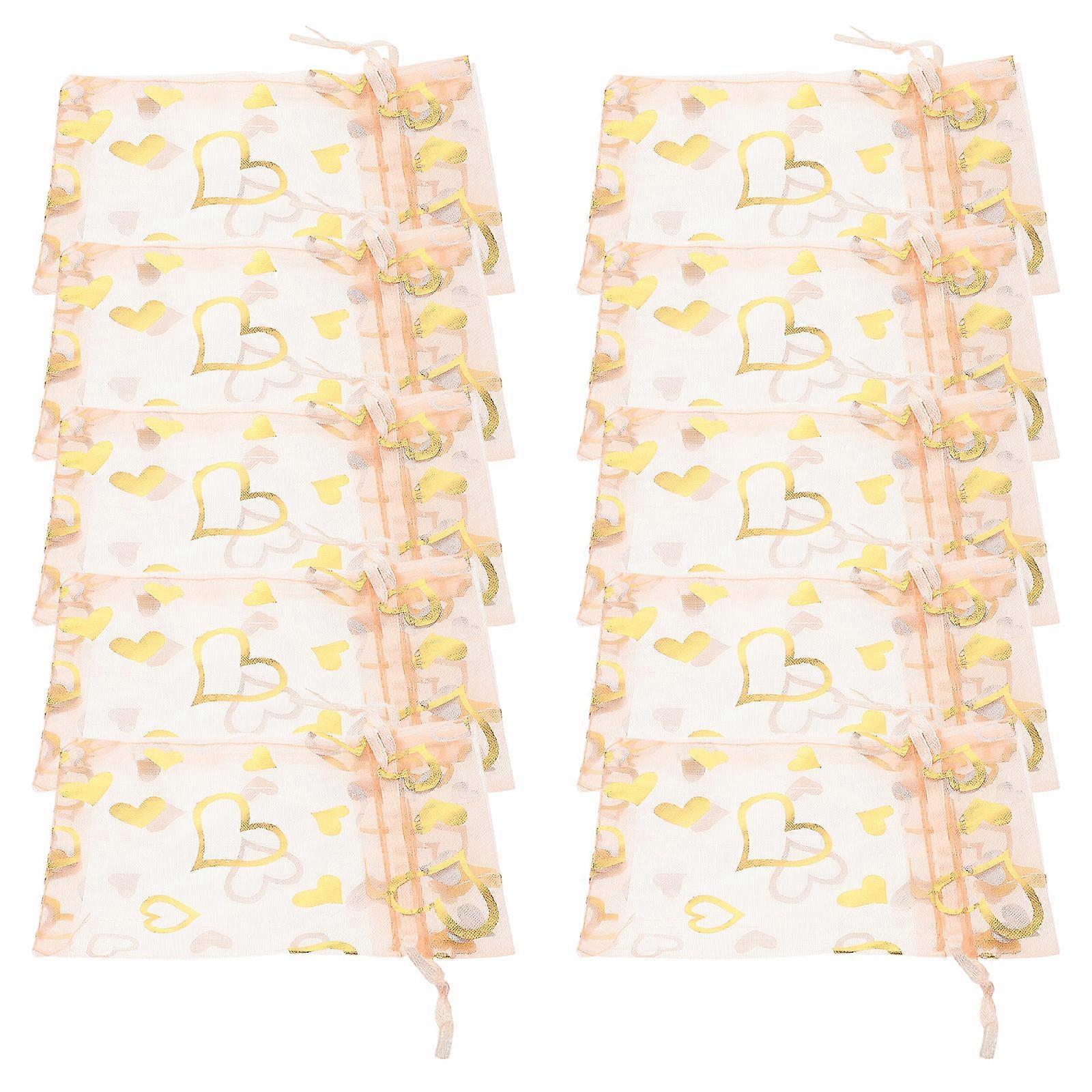 Mesh Jewelry Storage Bags Drawstring for 50Pcs Heart Pattern Use