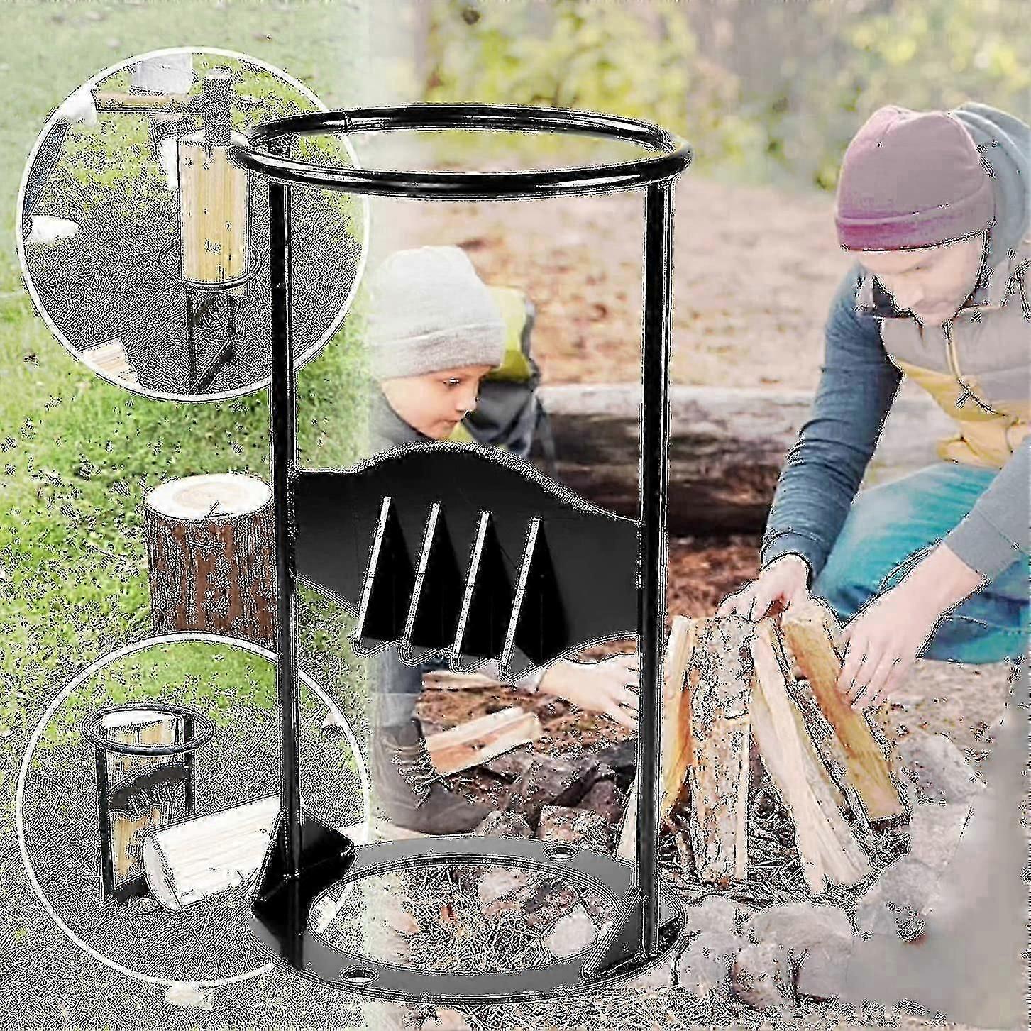 Manual Log Splitter with Steel Chisel Tip & Splitting Hammer - Hand Tool for Firewood and Wood Chopping