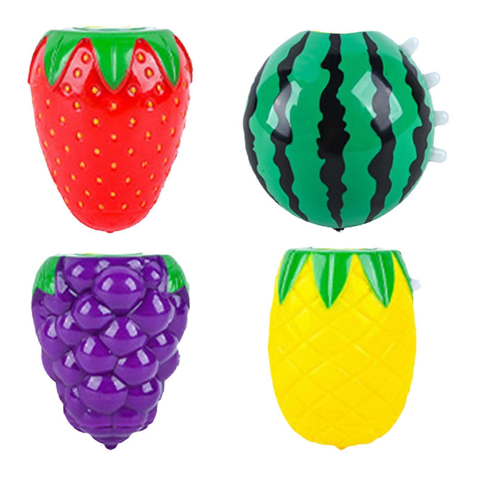 4PCS Rotating Tops With Colorful LED Light And Music Interactive Spin Top Toy For Children with Colorful Fruit Shape Multicolor