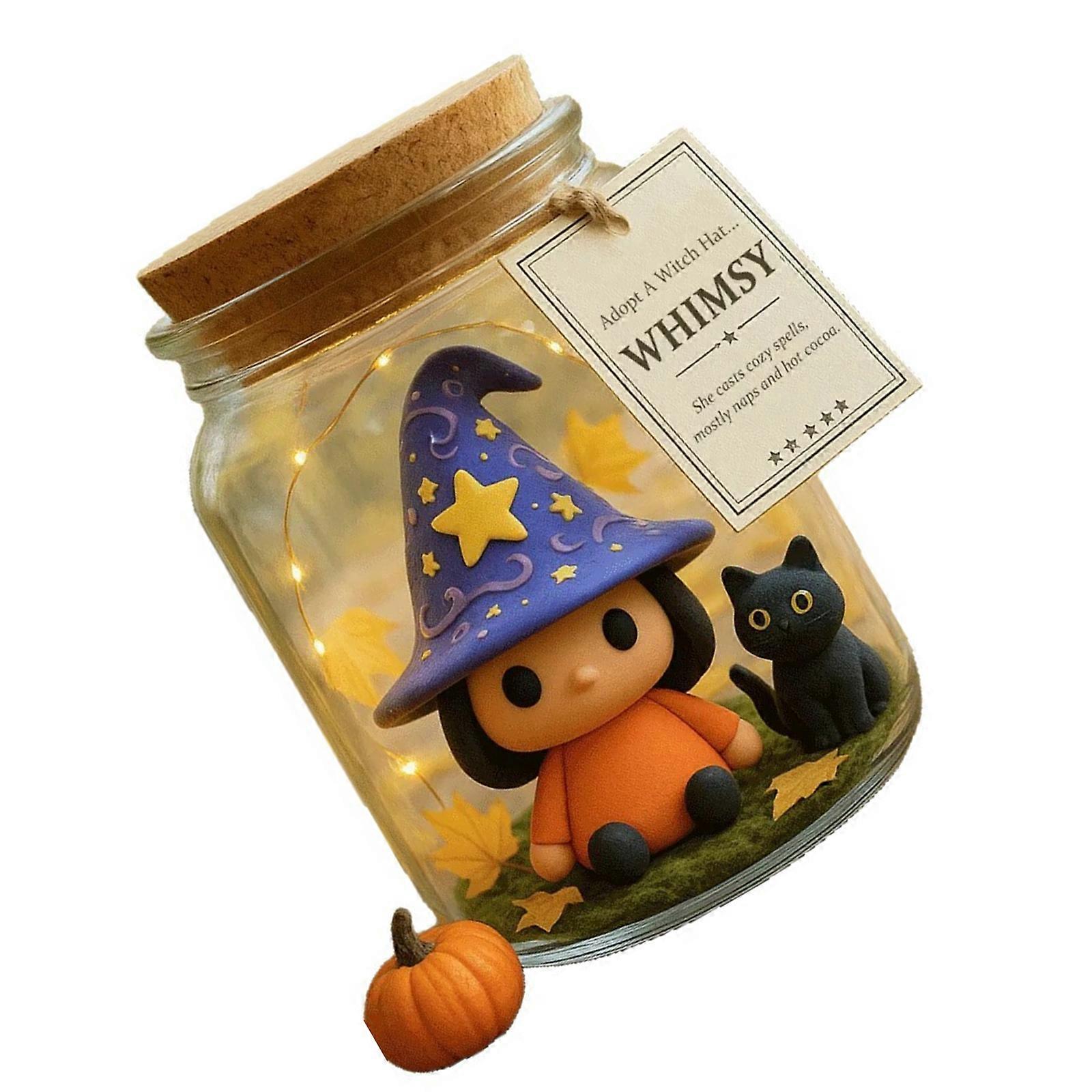 Halloween Themed Witch Hat Resin Jar Handcrafted Decoration Piece With Functional Storage Capacity For Event Multicolor