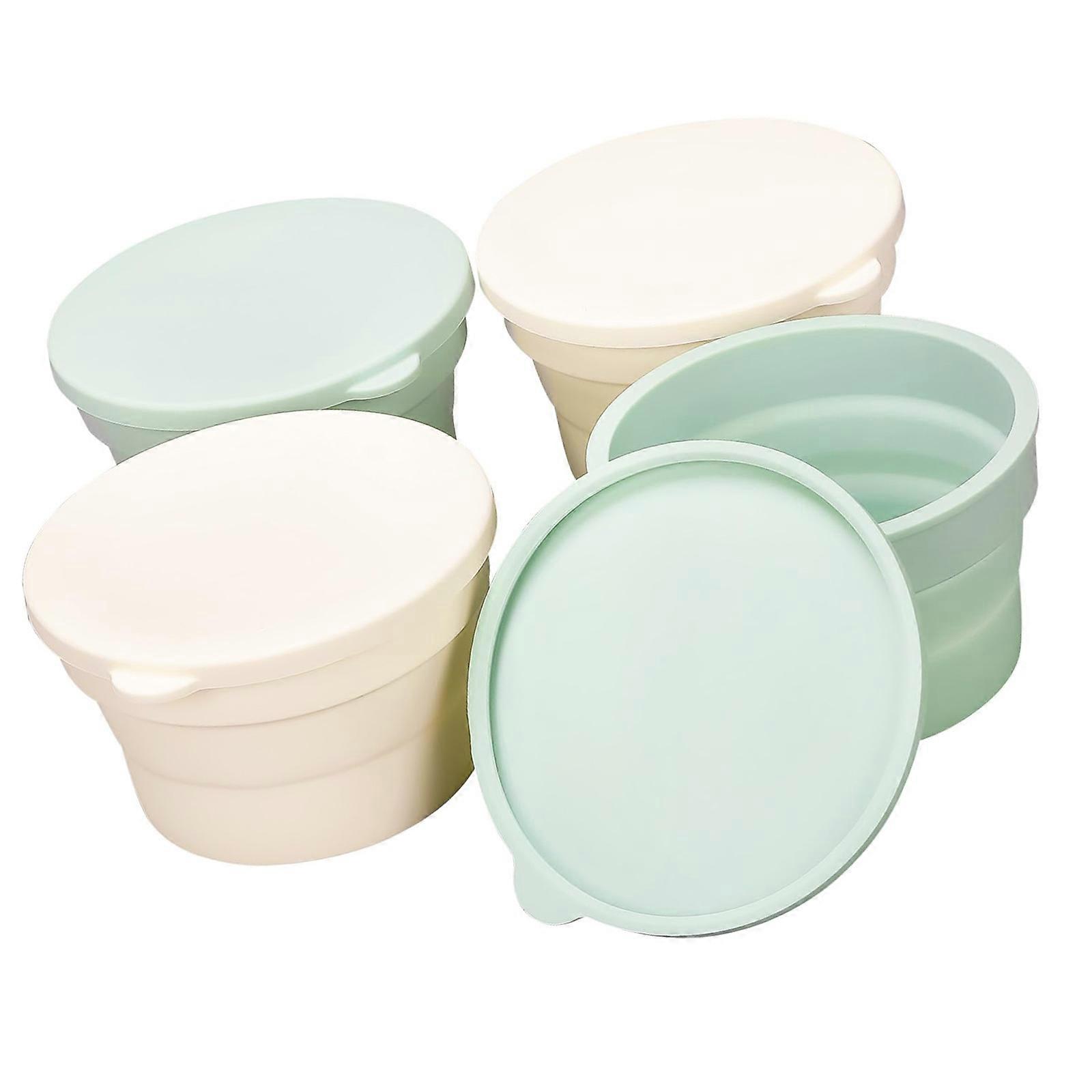 4Pcs Multipurpose Silicone Baking Basket For Bread Cake Dough Proofing Container with Lid And Creative Dessert Making Multicolor