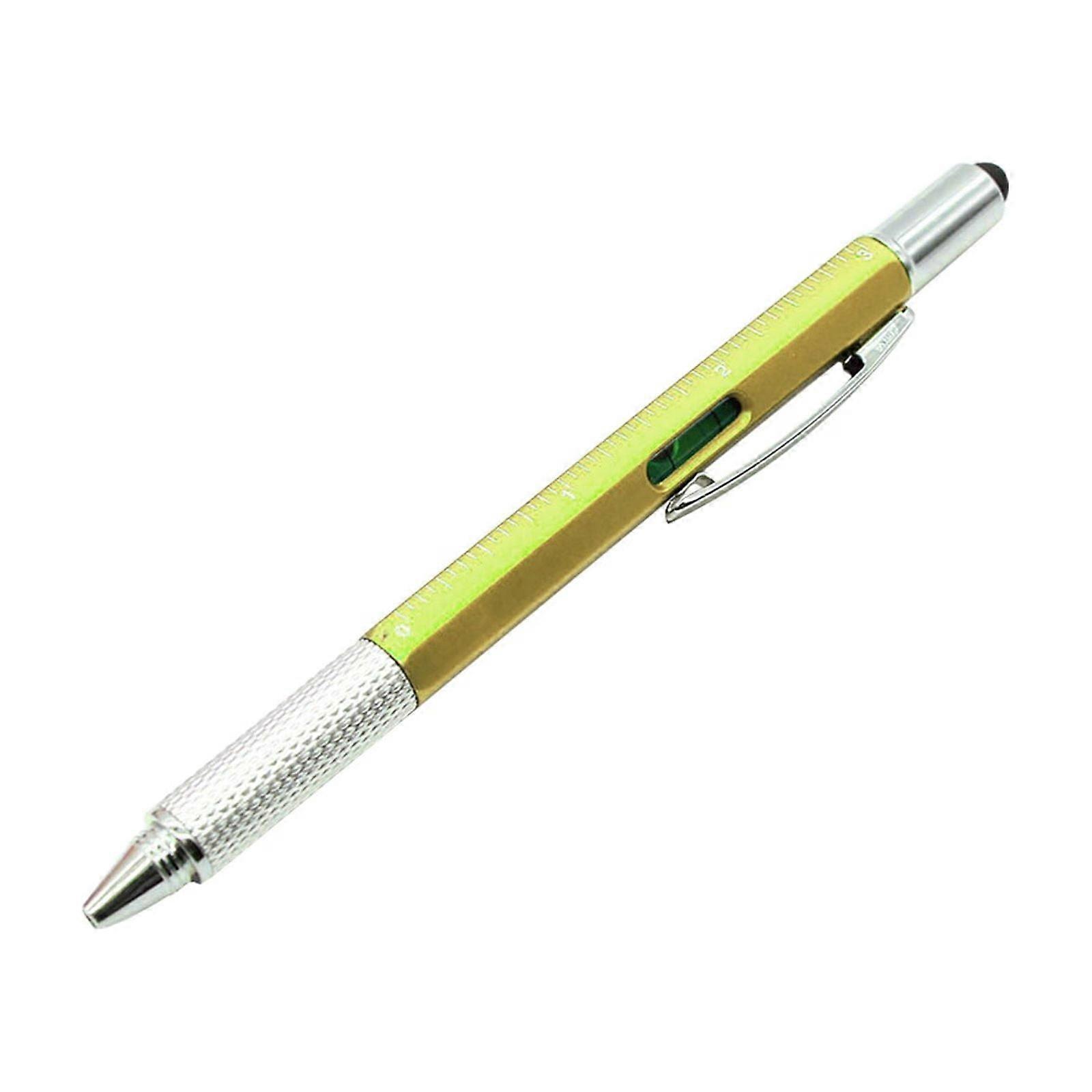 QISIWOLE 6-in-1 Multifunction Pen with Screwdriver, Caliper, Level Scale, Measuring Function, 5.8in Ballpoint for Home & Office