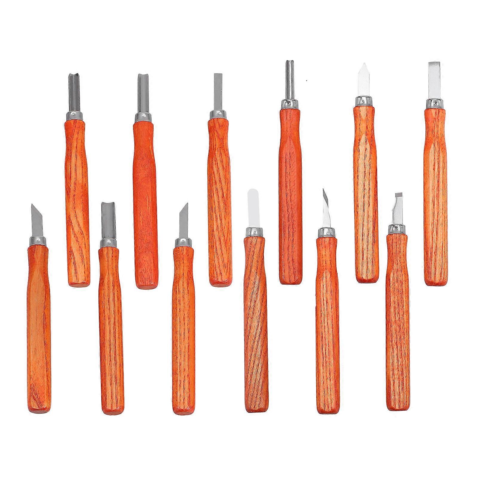 Wood Carving Gouges Woodworking Kit Ergonomic Handle Shape Beginners Art Class 12Pcs