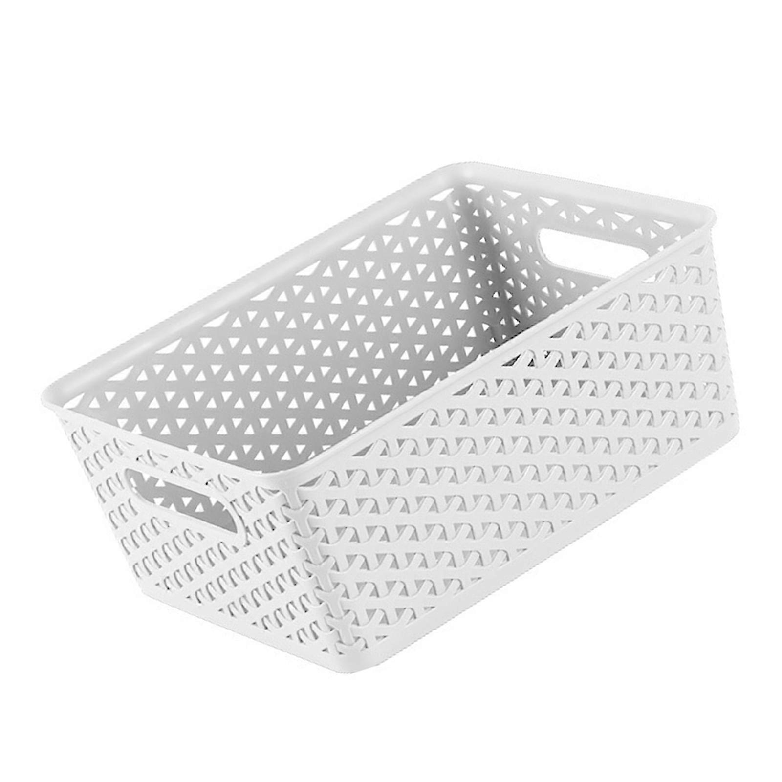 Multipurpose Woven Openwork Basket Practical Woven Storage Container Holder for Efficient Organization in Any Room  White