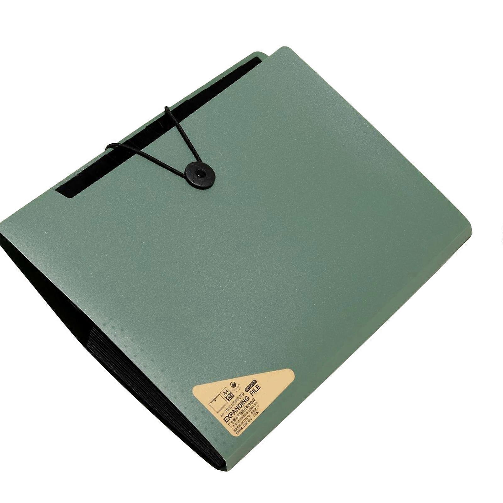 A4 Document Storage Bag Multi-Layer Accordions Document Organizers Expanding File Folder with Elastic Closure  Green