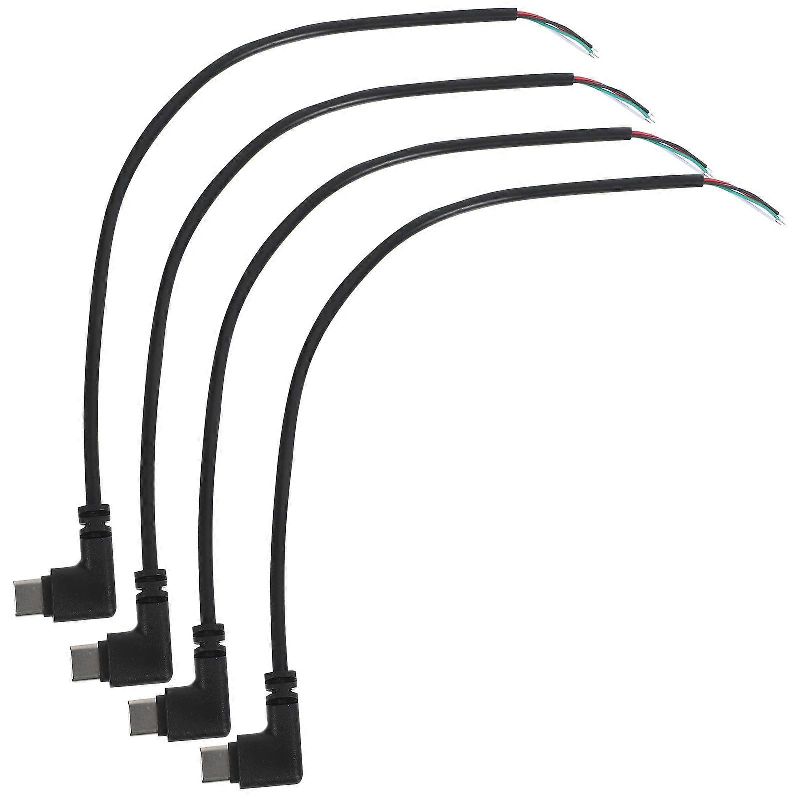 Ferencaa 4Pcs Short Right Angle USB Cable C to 4 Pin Bare Wire Open End Wire 90 Degree USB Type C Male Plug