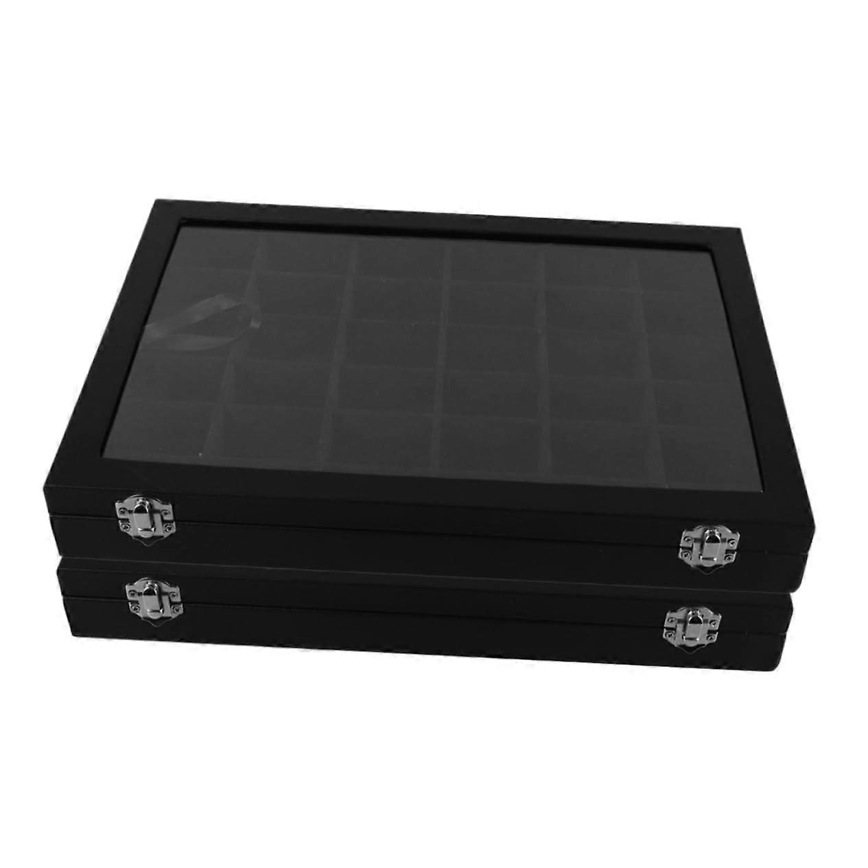 2 Pack Rock Collection Display Case Storage Boxes for Kids Gemstone and Crystal Organizer