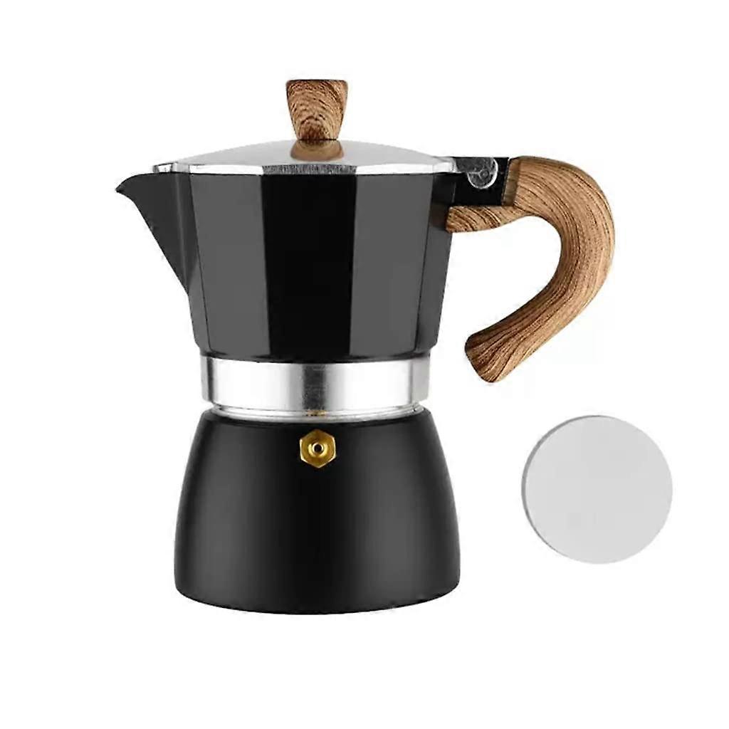 300ML Moka Pot Stovetop Espresso Maker for Cuban Coffee, Camping and Latte Brewing – Black