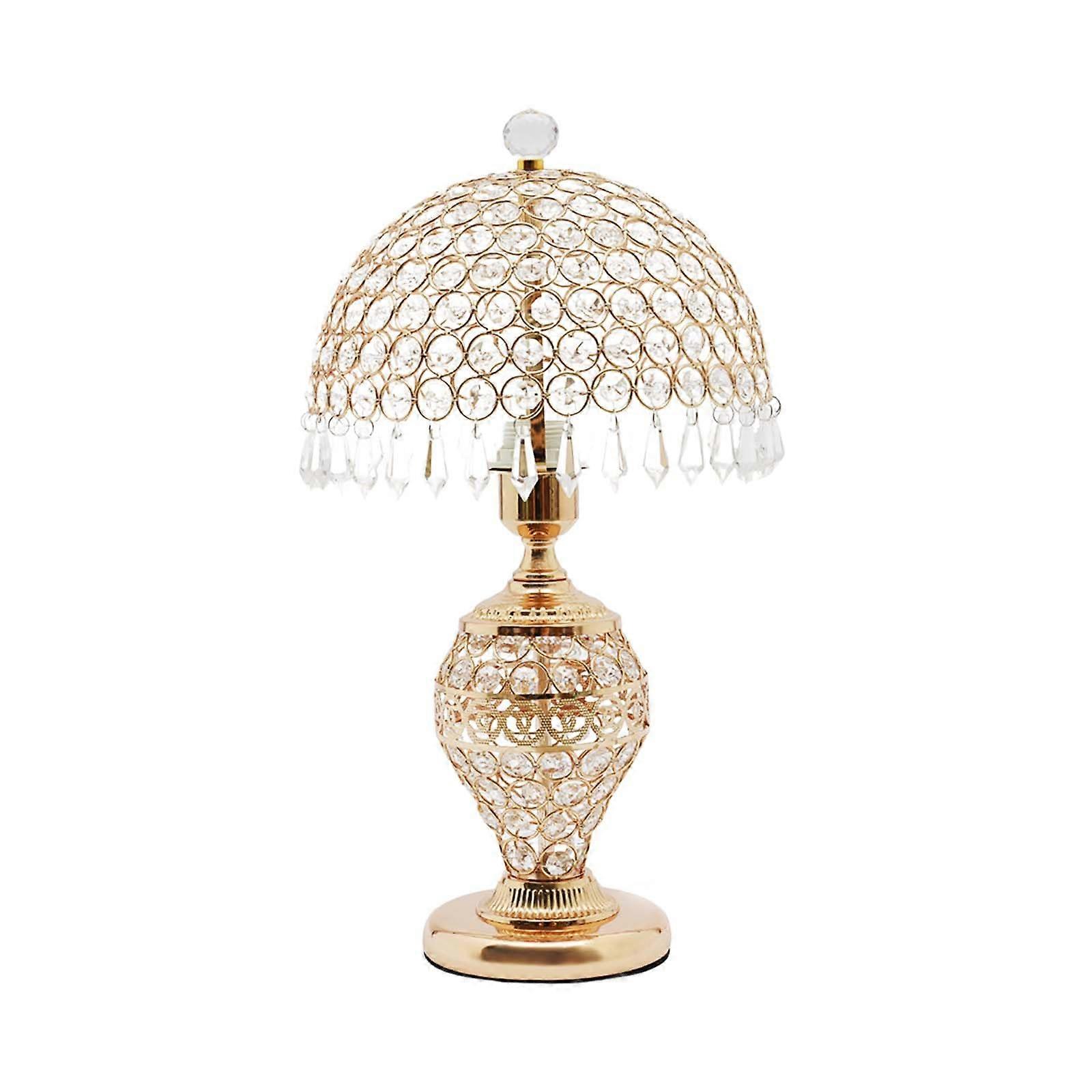 Crystal Table Lamp with 360° Crystal Illumination, Elegant Gold K5 Bedside LED Light for Bedroom and Living Room