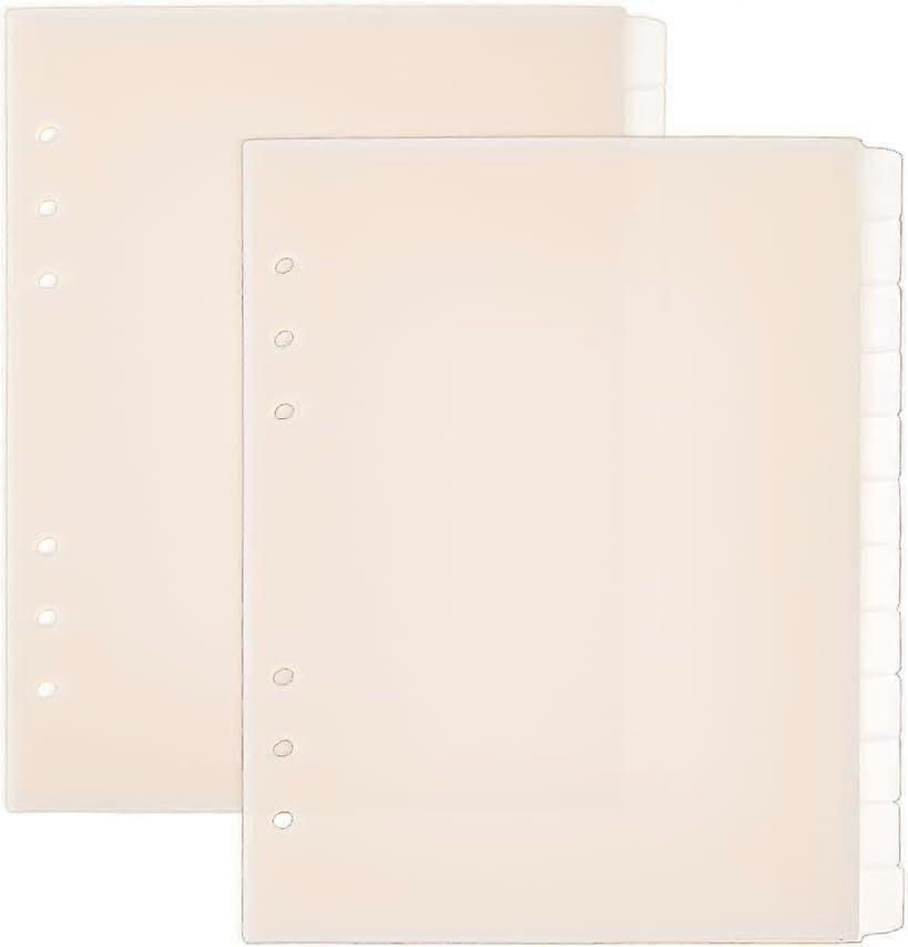 24 Sheets 6 Hole A5 Beige Binder Dividers 12 Tab Binder Dividers Plastic Discbound Notebook Index Divider Beige Binder Dividers for Planner Notebook L