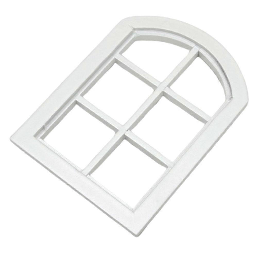 Wooden Doll House Decoration White 6-Grid Mini Window Frame Model