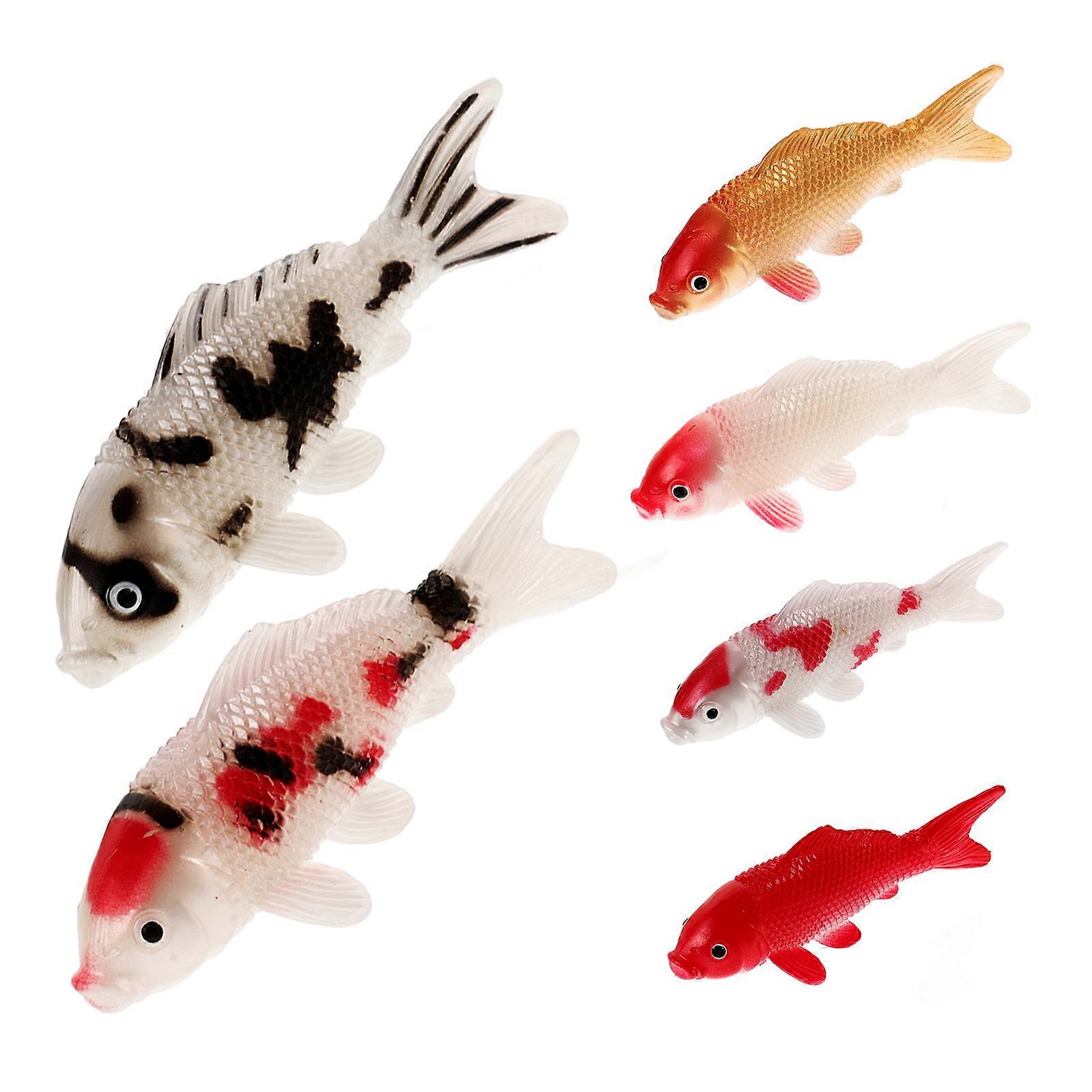 Artificial Fancy Carp Fish Statue for Fish Tank Decoration 6Pcs Set