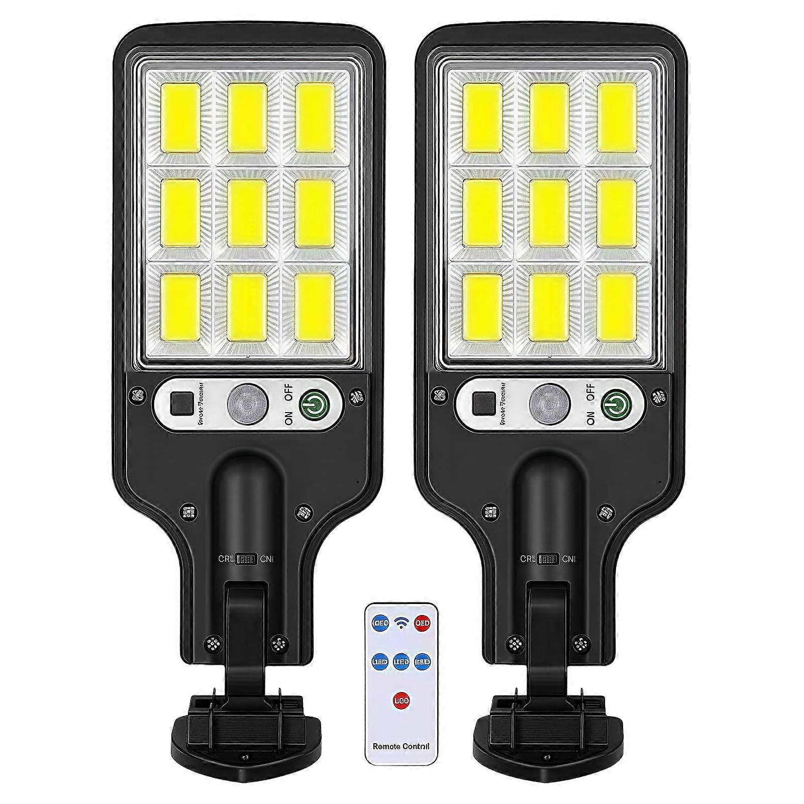 Solar Street Lights Outdoor Waterproof with Motion Sensor, Dusk to Dawn Remote Control IP66, 2 Pack