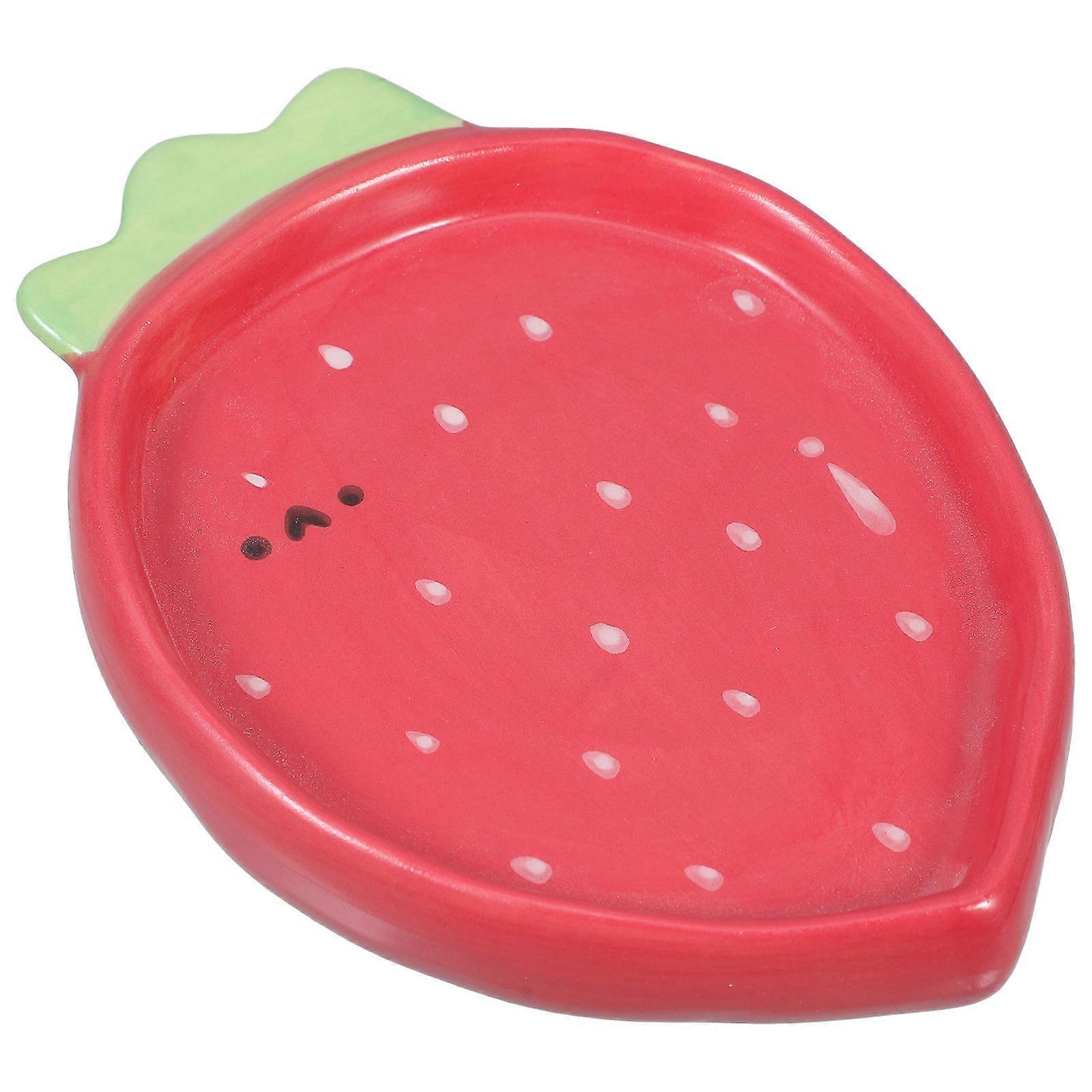 Red Ceramic Fruit Plate Appetizer Bowl for Salad Serving