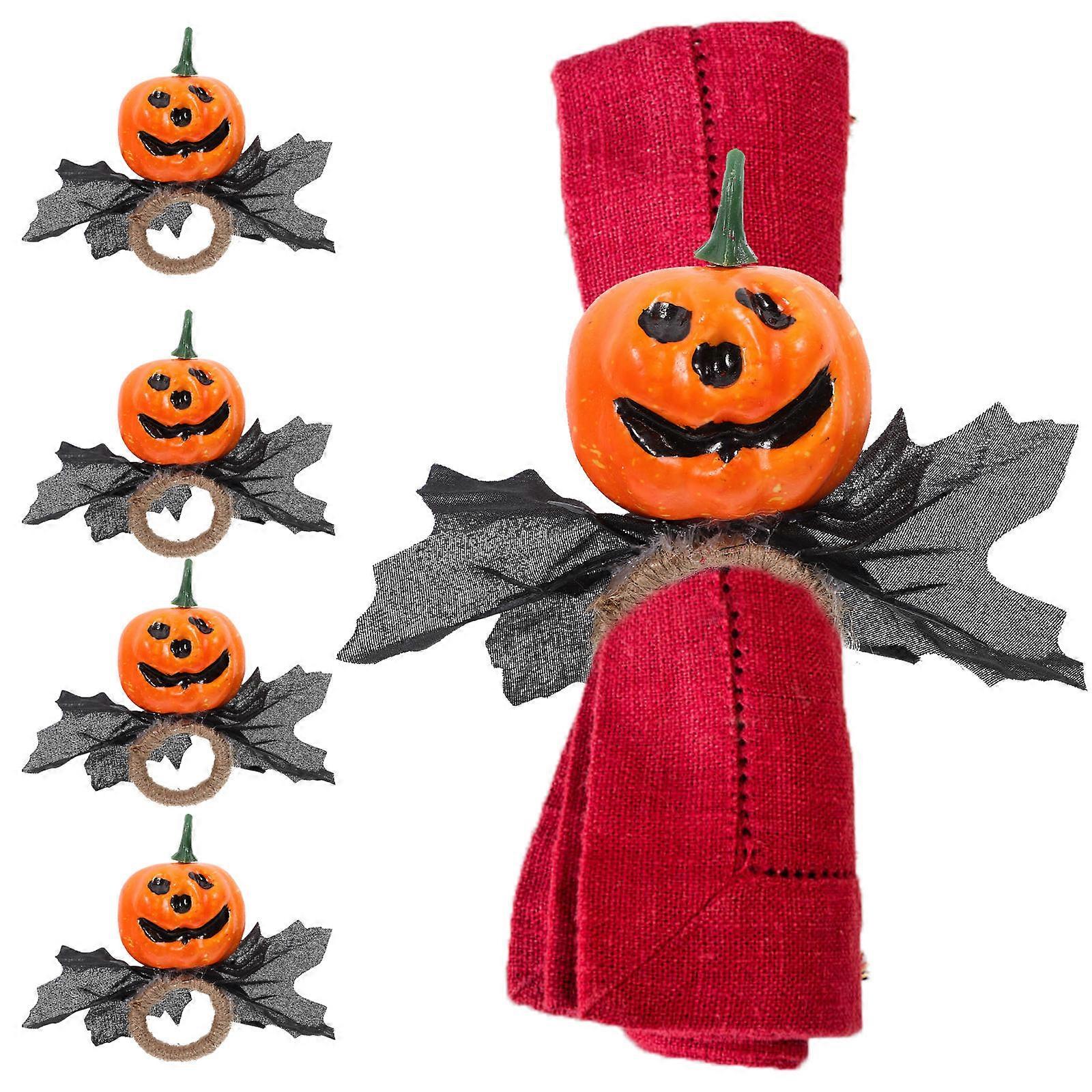 Rustic Napkin Rings Cloth Material Fall Themed Party 4Set