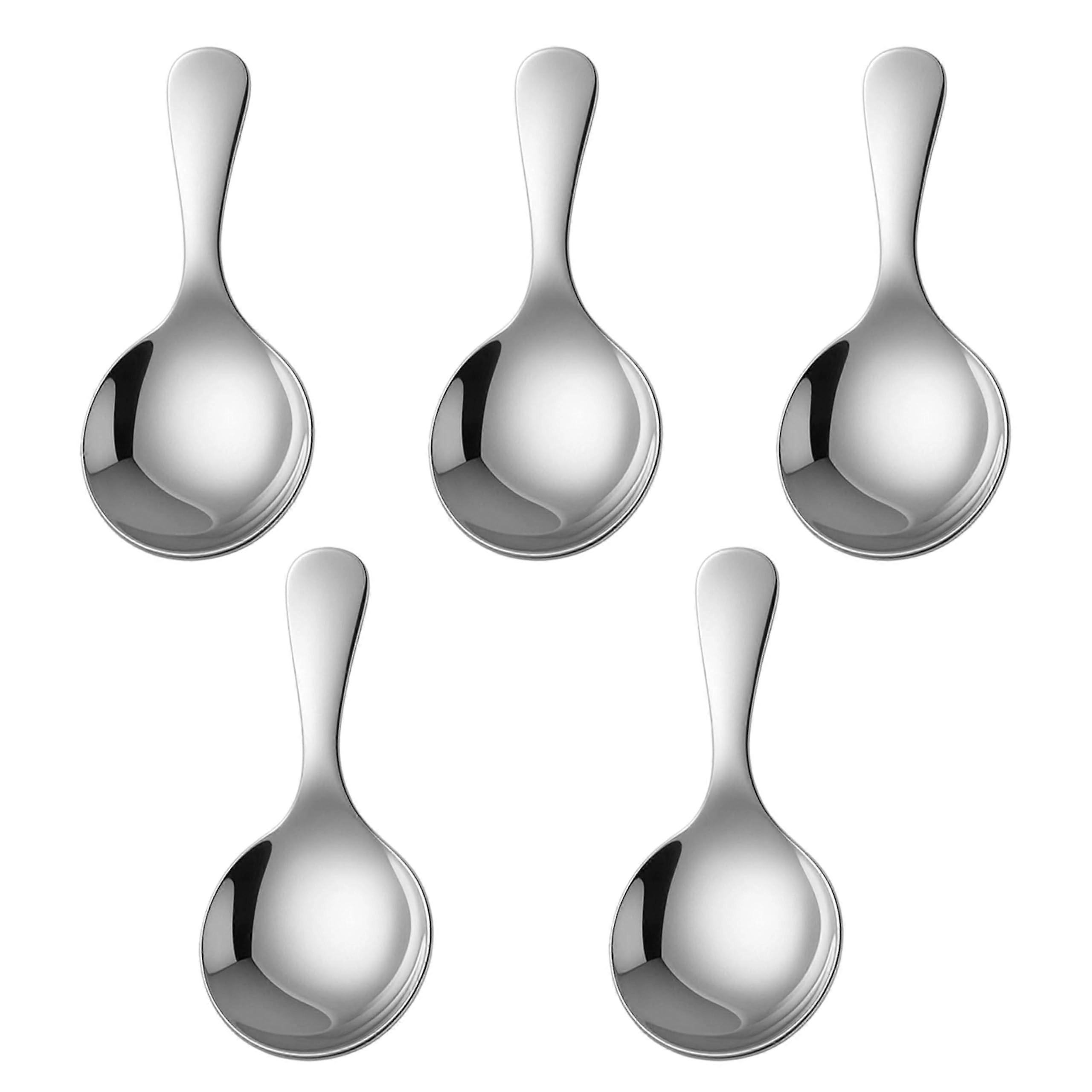 Stainless Steel Coffee Scoop Set of 5 Mini Serving Spoons with Ergonomic Flat Handle for Tea, Candy