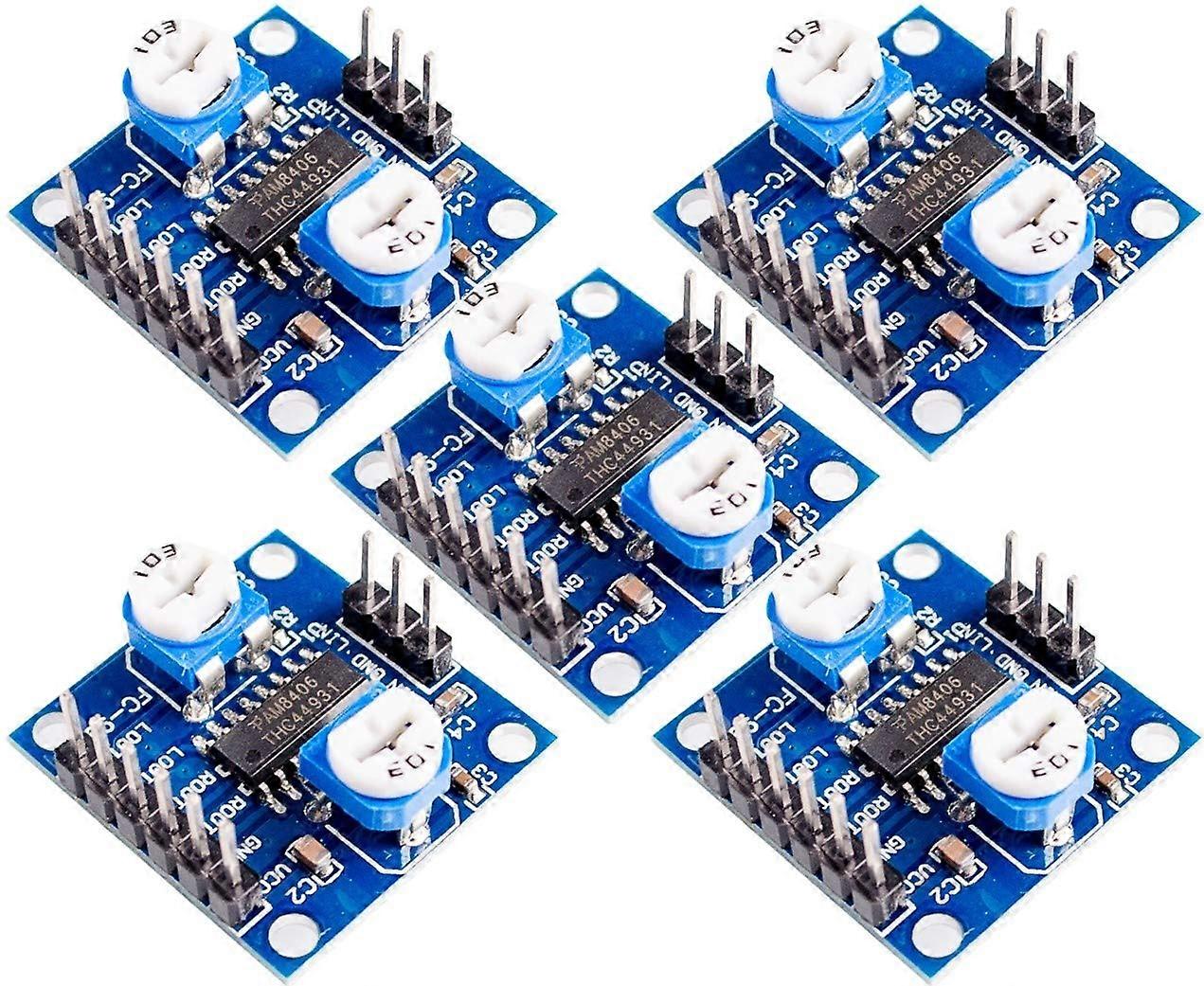 PAM8406 Digital Amplifier Board 5Wx2 Stereo 5pcs Set with Volume Potentiometer for DIY Audio Projects