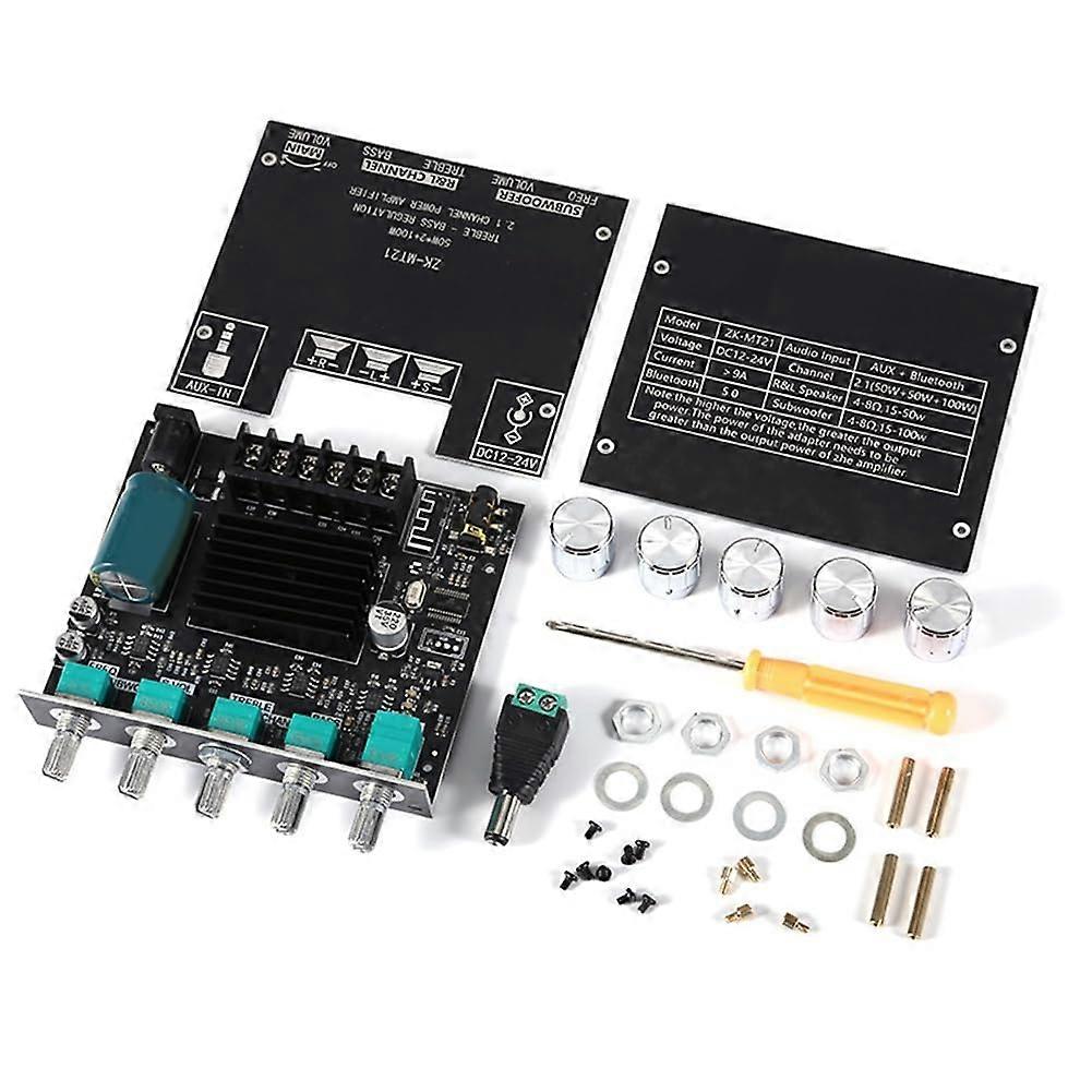 MT21 Bluetooth 5.0 Amplifier Board 50Wx2 100W 2.1 Channel AUX Stereo AMP Module For Home Audio Speakers