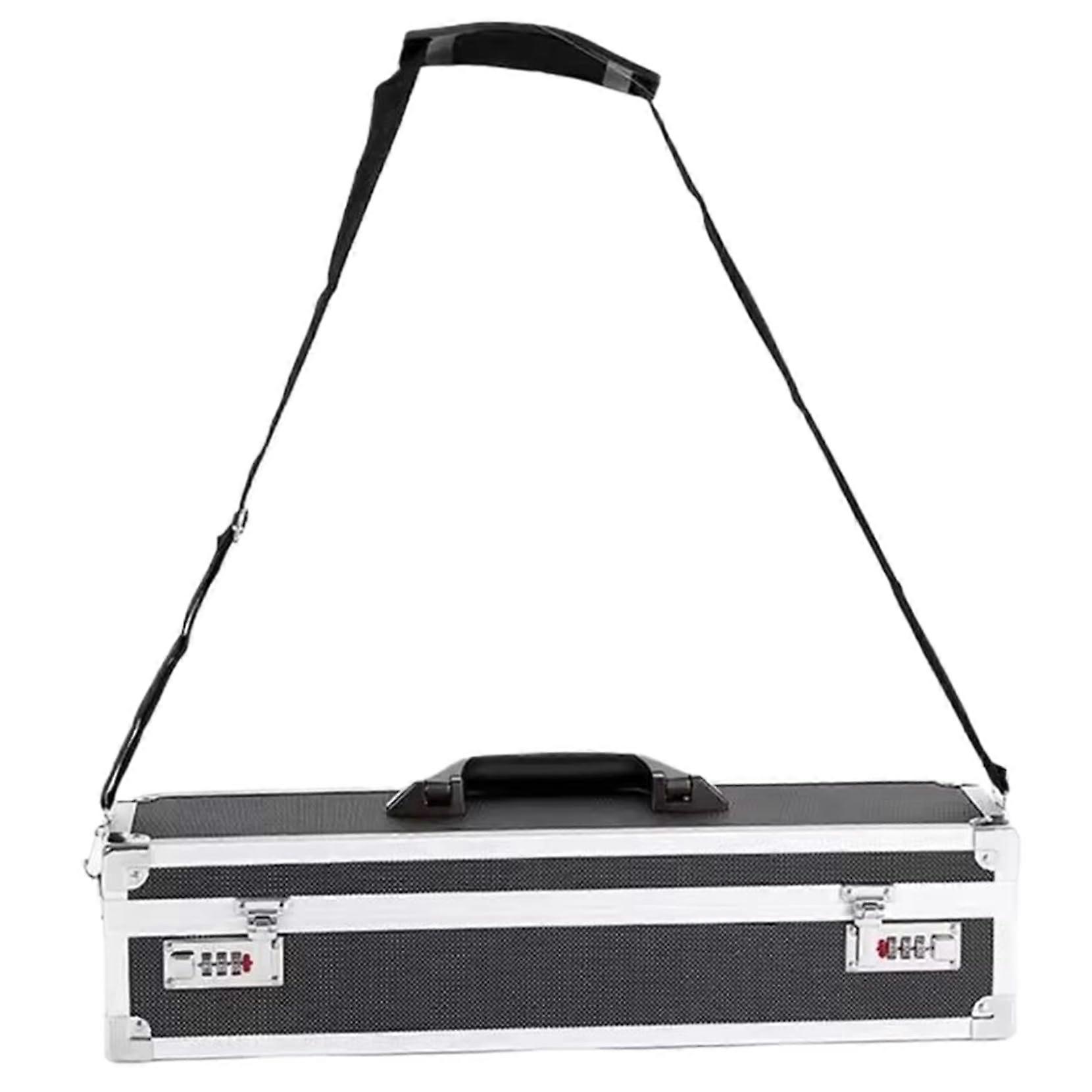 Knife Storage Case with Dual Combination Locks, Durable Aluminum Chef Knife Case with Strap, 19.7x4.7x4.7 Inch