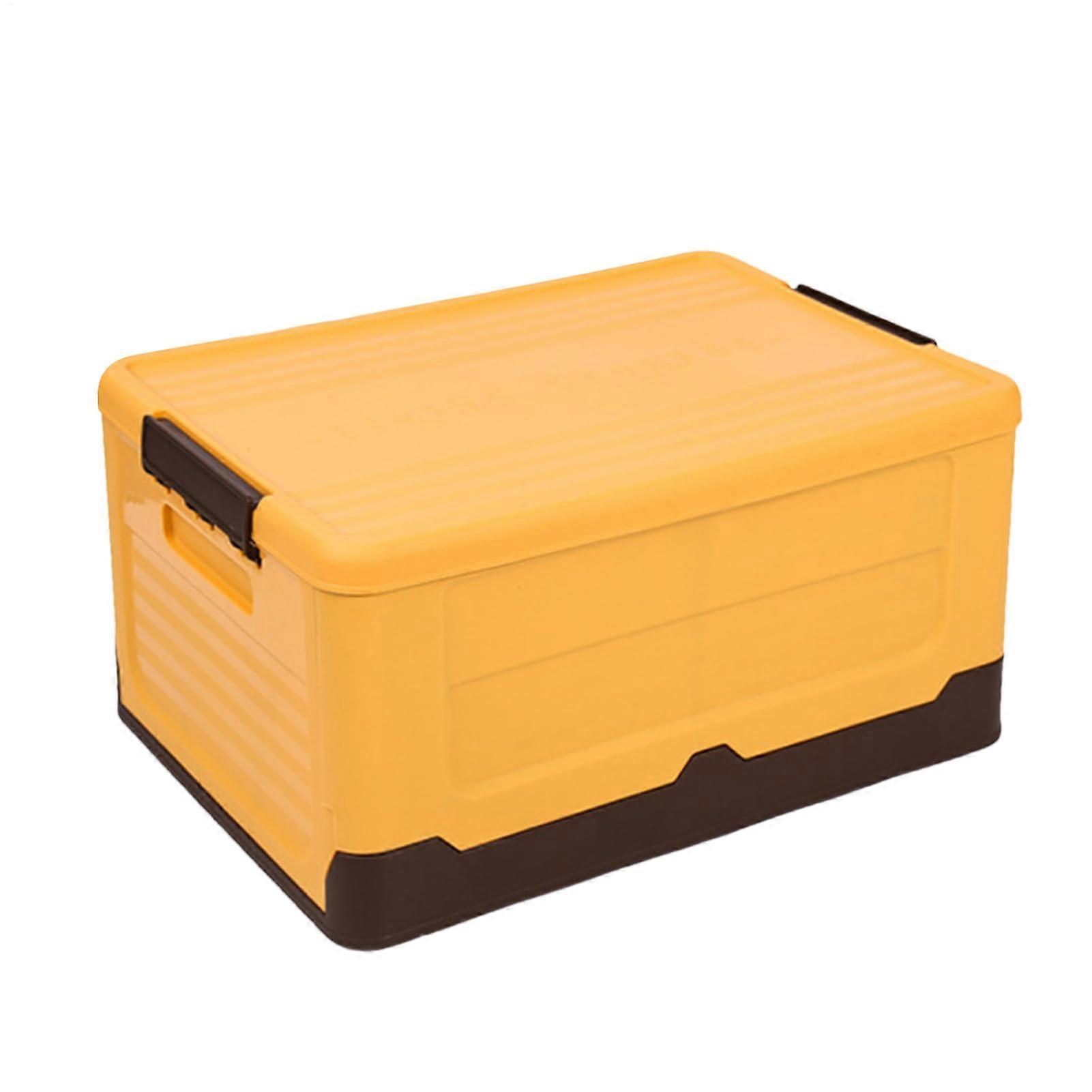 Foldable Storage Bin with Lid Heavy Duty Large Capacity Box for Home Office Garage Yellow