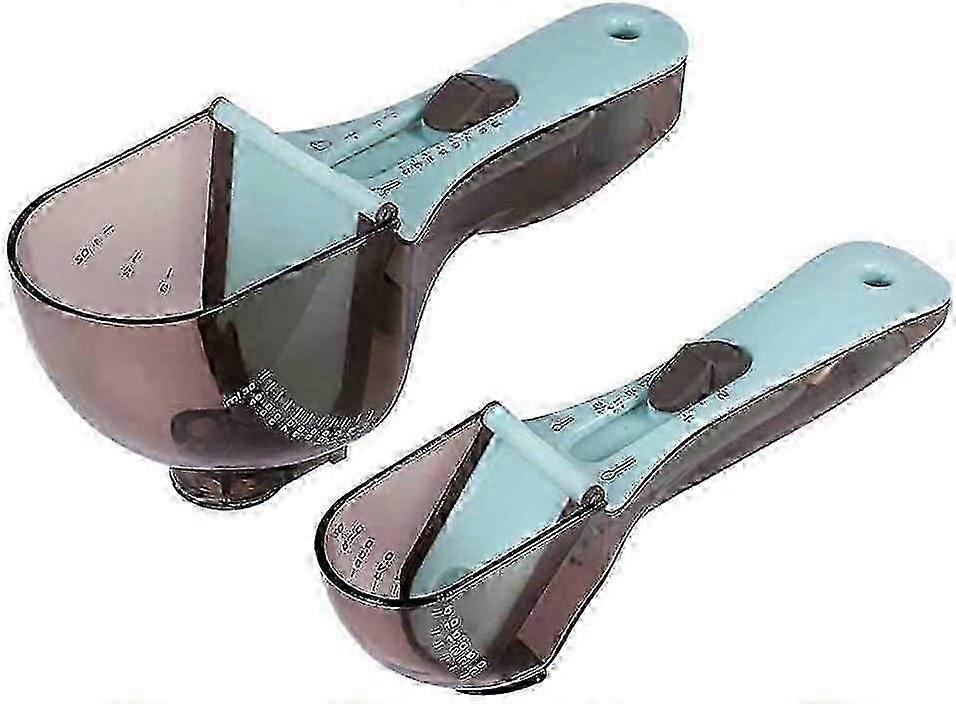 2 Pcs Adjustable Plastic Measuring Spoons with Scale and Magnet
