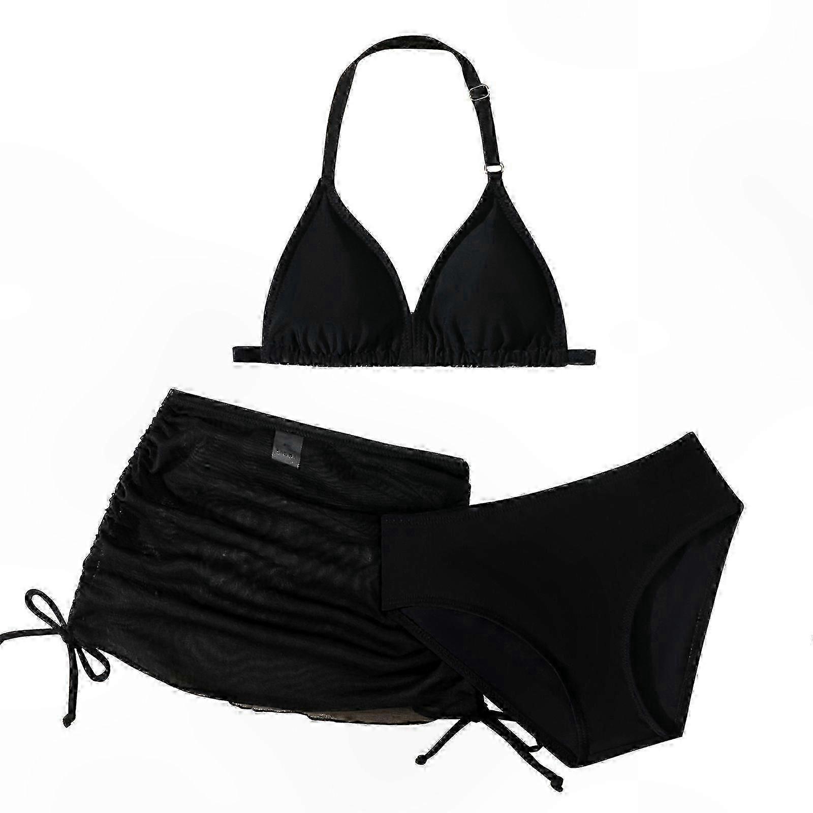 Tredelad bikini med splitdesign för barn och flickor