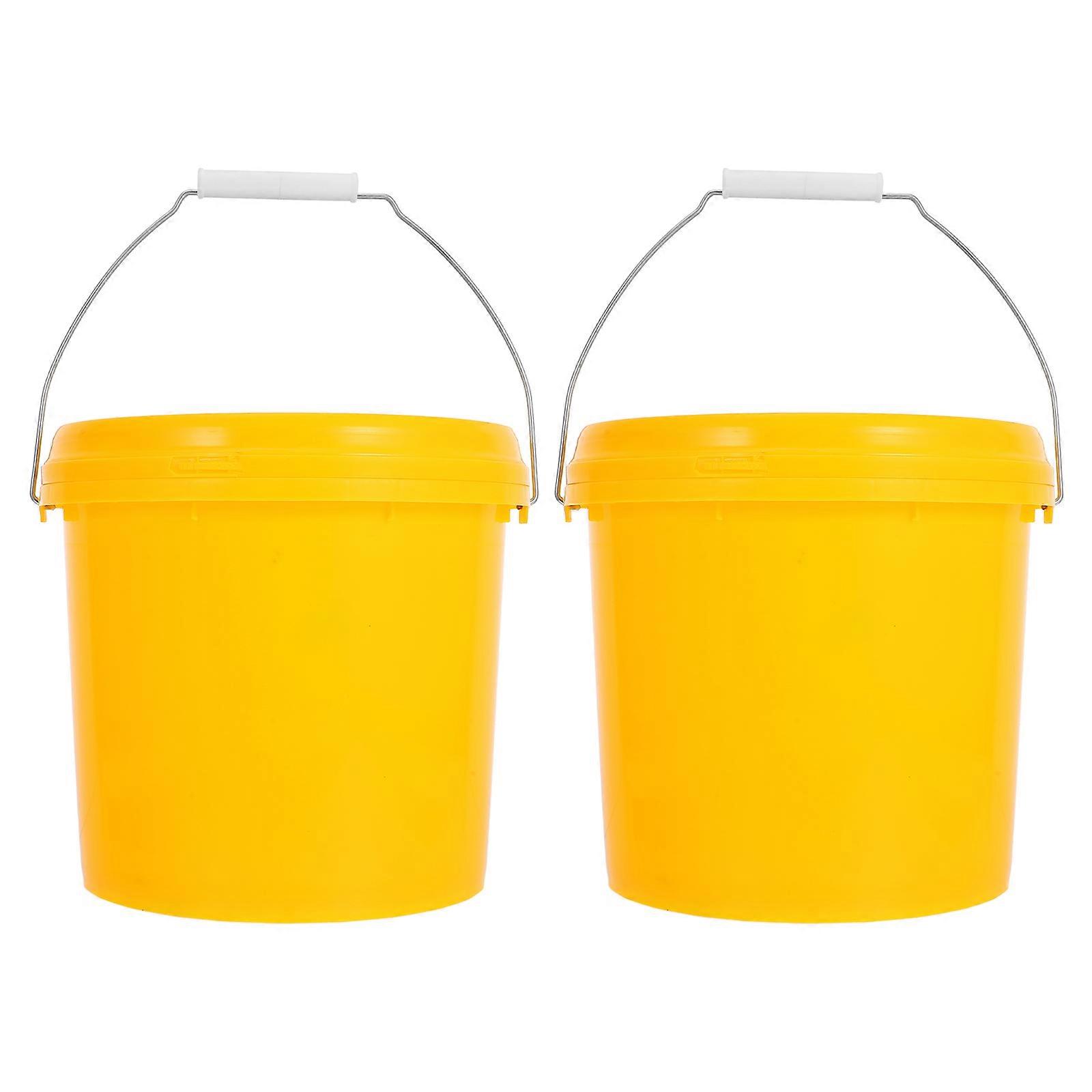 Multipurpose Plastic Water Bucket with Lid for Home Use 2Pcs