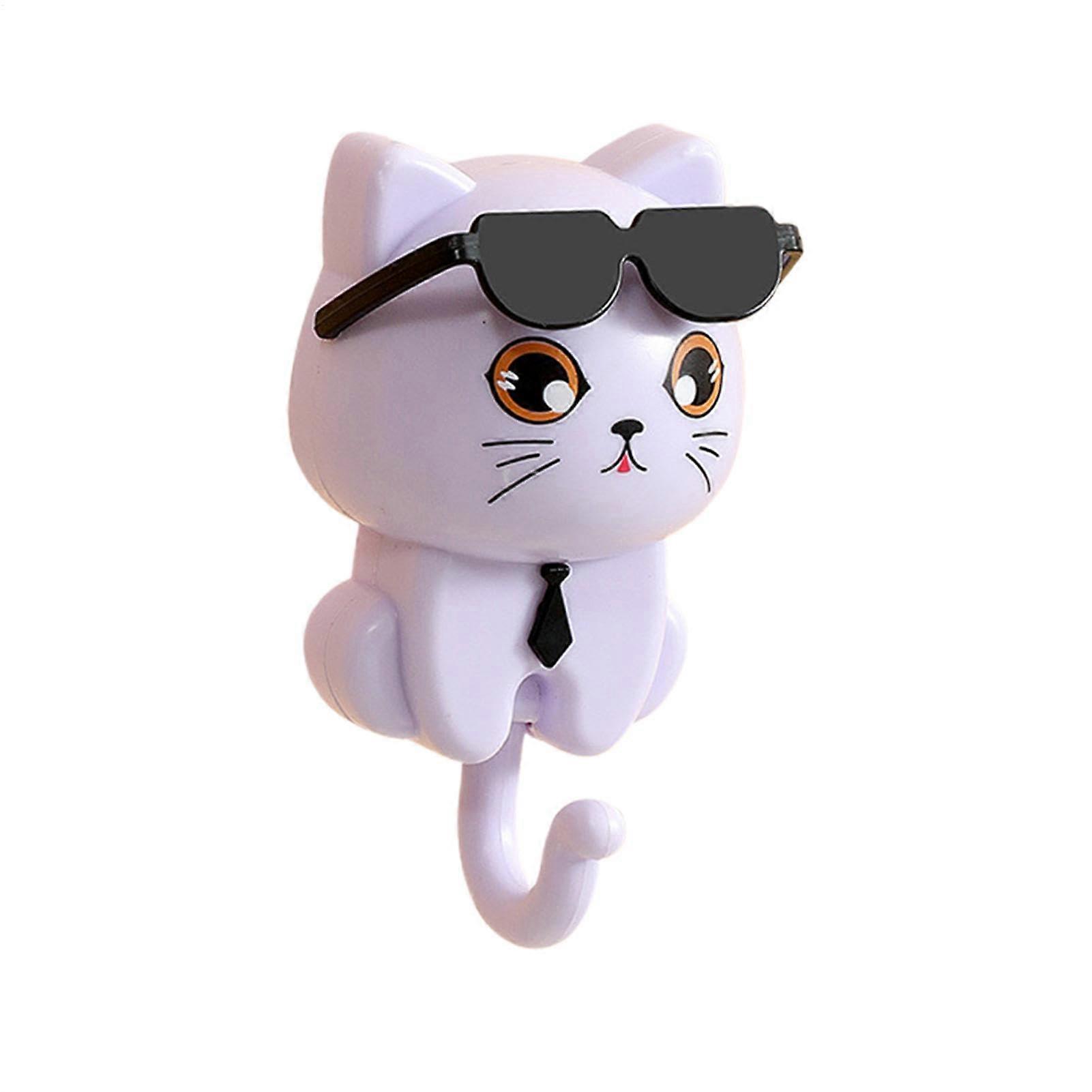 Cute Cat Wall Hooks Waterproof Adhesive NoDrill Decorative Storage for Bathroom and Kitchen