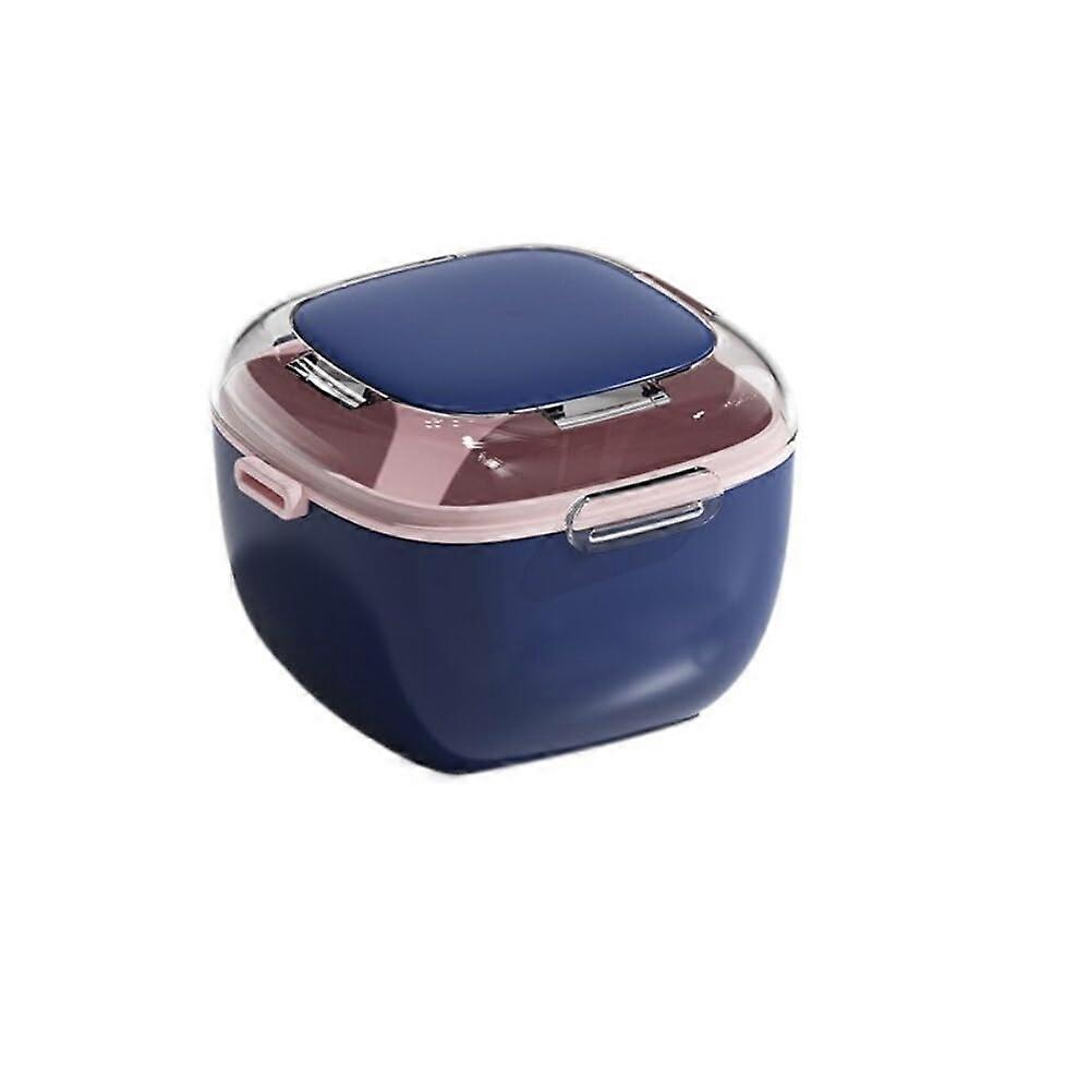 Orthodontic Retainer Case Double Layer Denture Cleaning Box Travel Holder Dark Blue