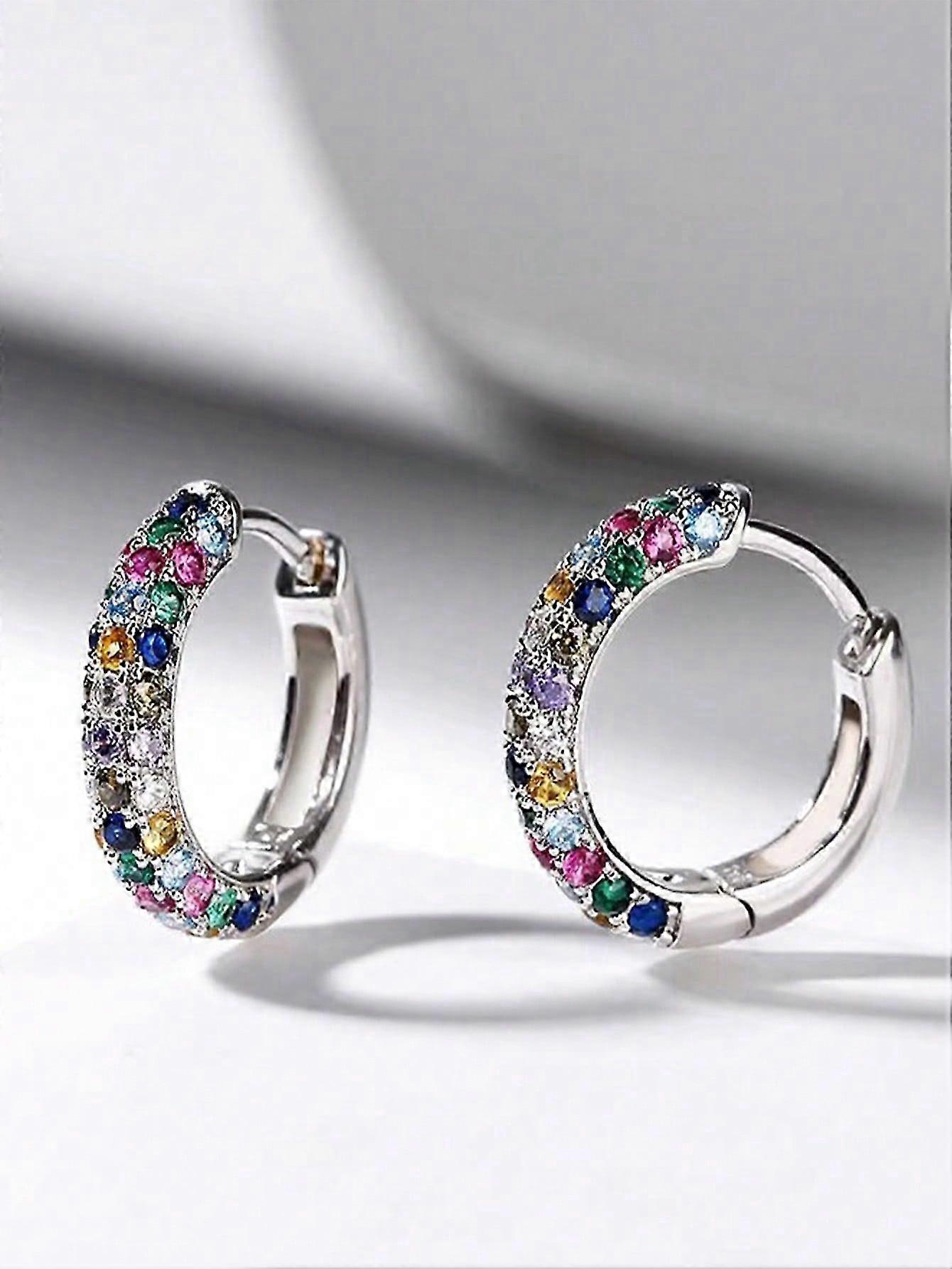 2025 1pair Small Rhinestone studded Earrings