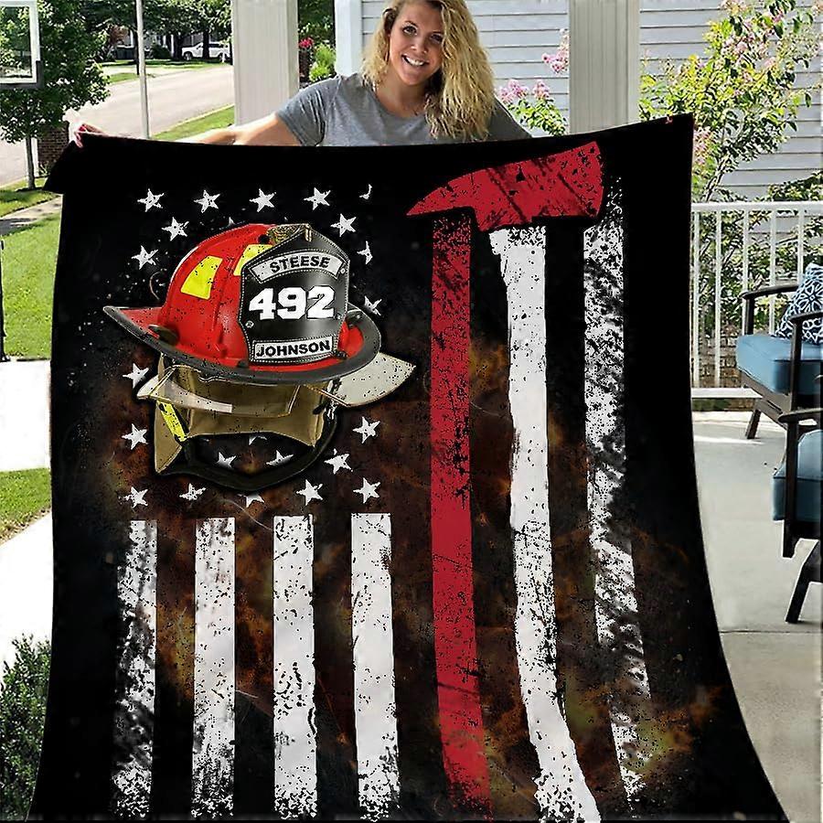 Firefighter Blanket with Warm Soft Touch, Custom Gift Throw for Retirement, Style M4