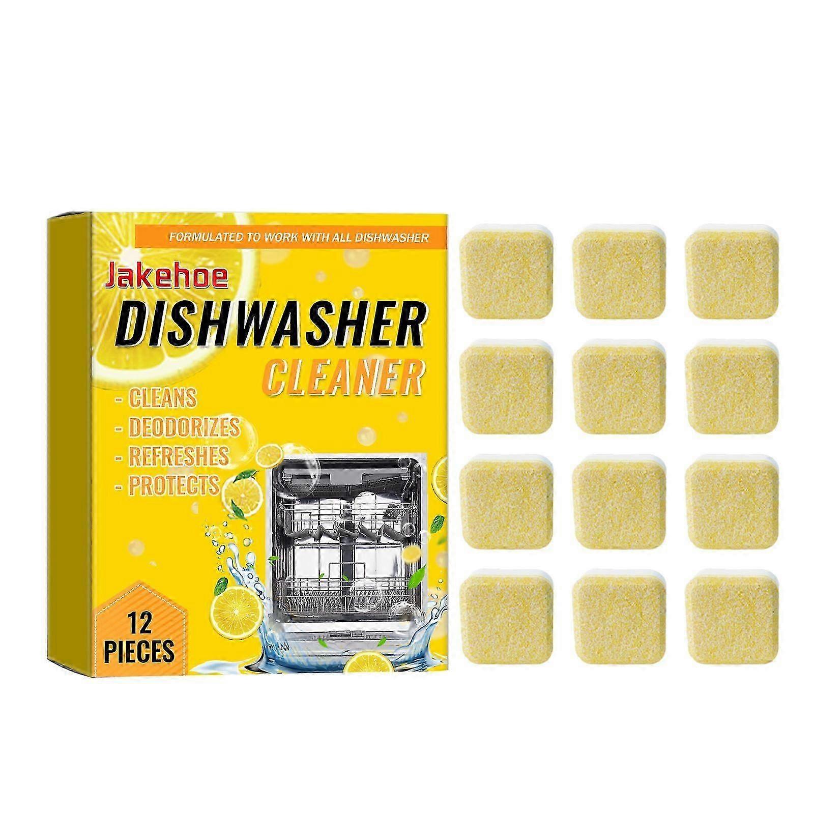 Effervescent Dishwasher Cleaning Tablets - Deep Clean & Remove Stains, 12 Pack