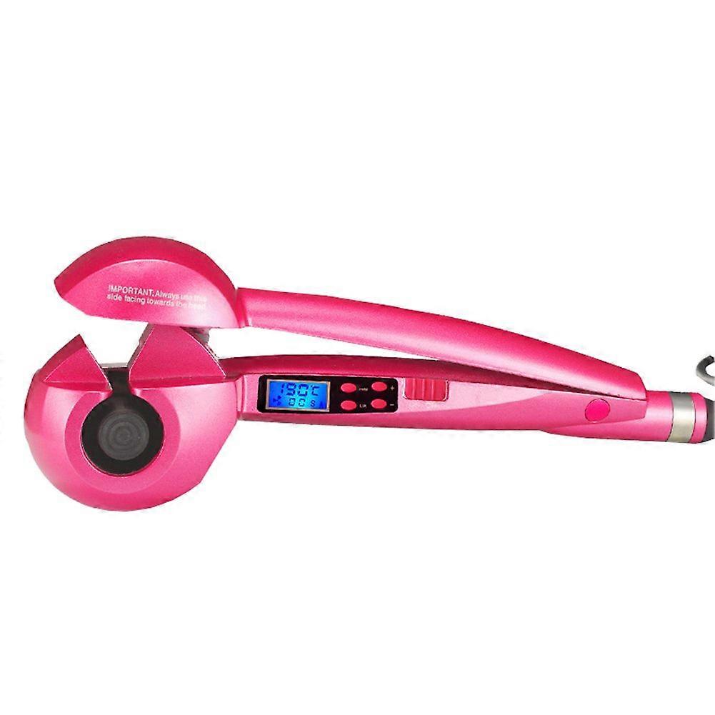 Pink Automatic Curling Iron with Ceramic Barrel, LED Display, Fast Heating and Smart Sensor Protection