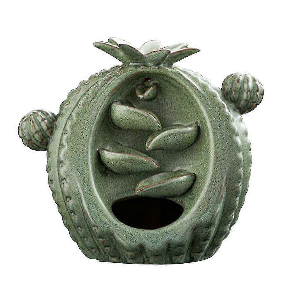 Cactus Shaped Ceramic Backflow Incense Burner for Meditation 2Pcs